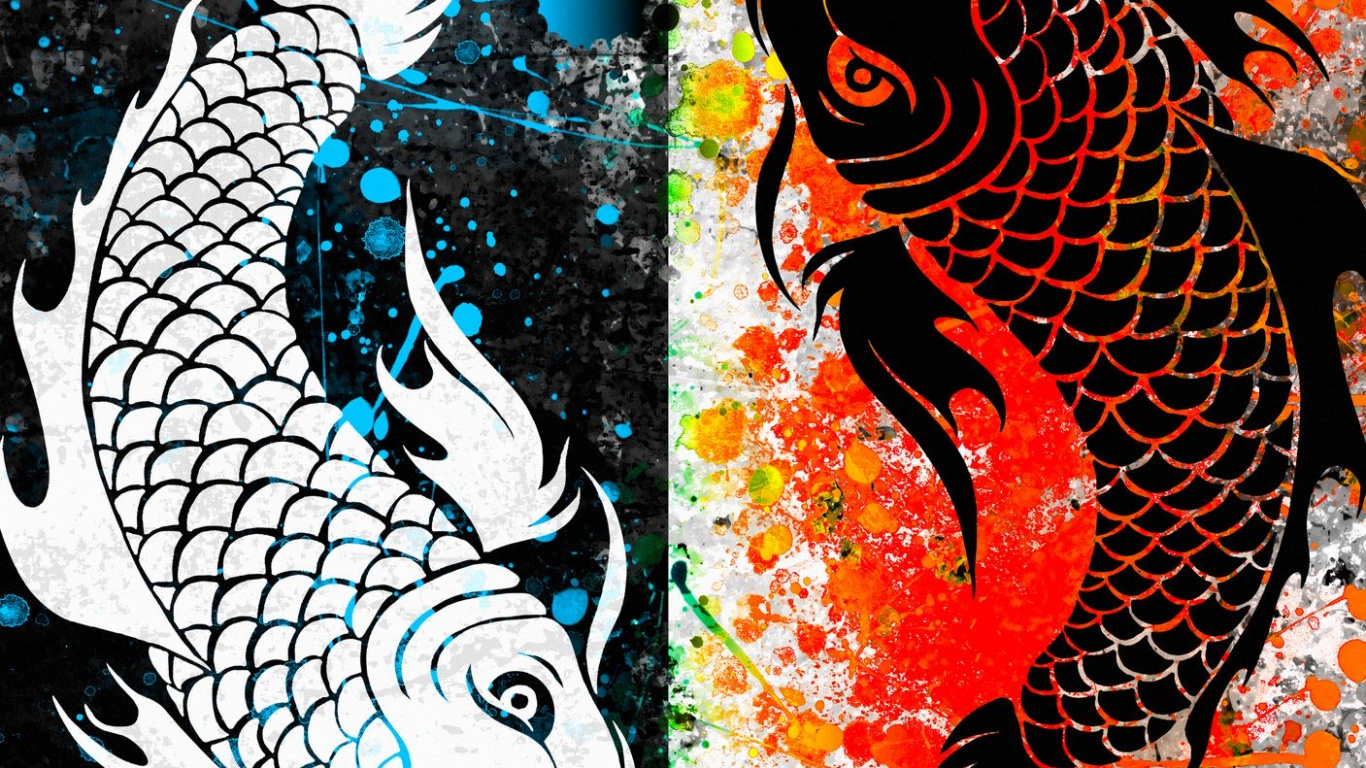 Обои рыба Koi, кои, Золотая рыбка, рыба, Телефон Рог в разрешении 1366x768