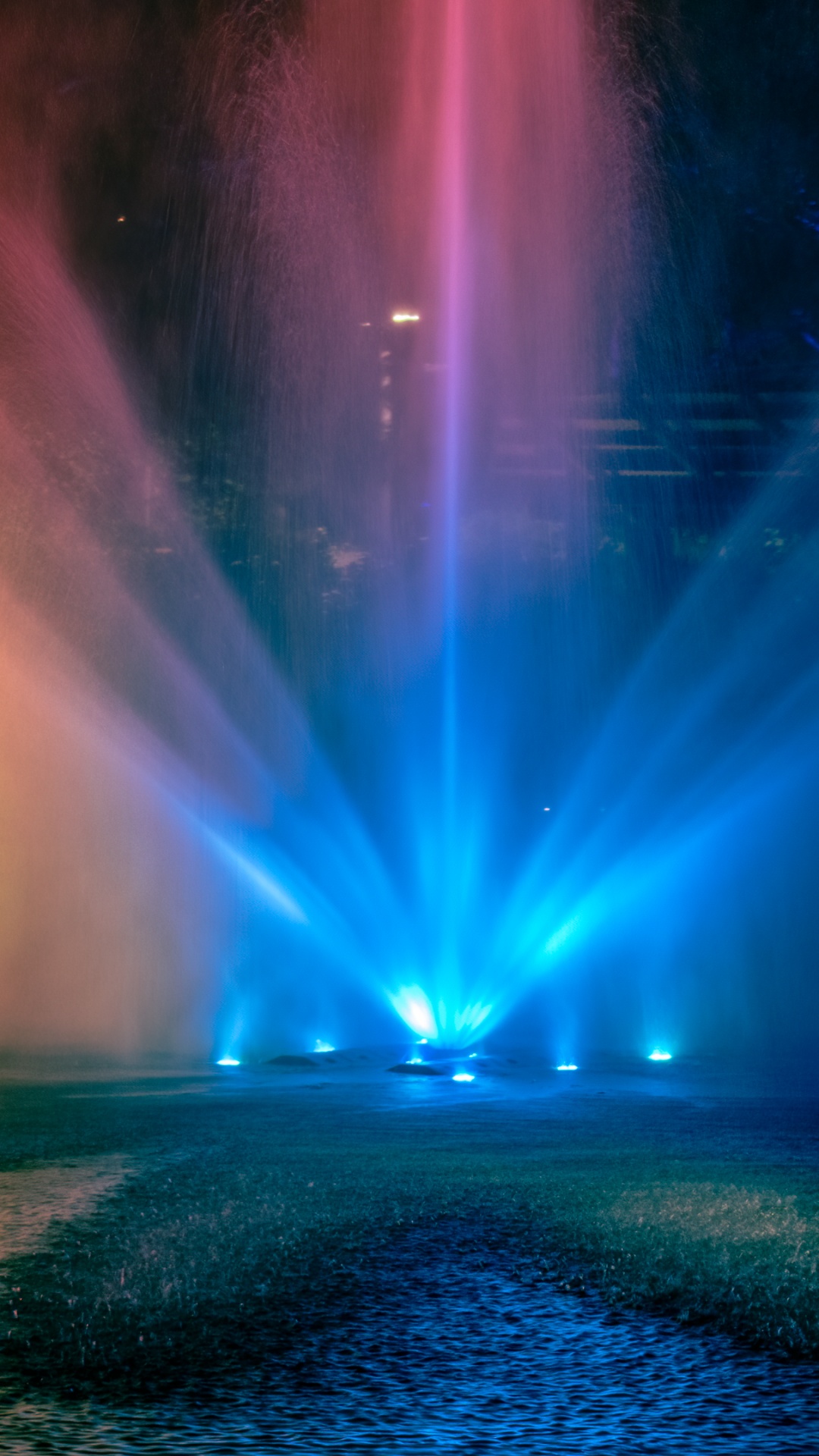 Обои природа, синий, зеленый, ночь, красочность в разрешении 1080x1920