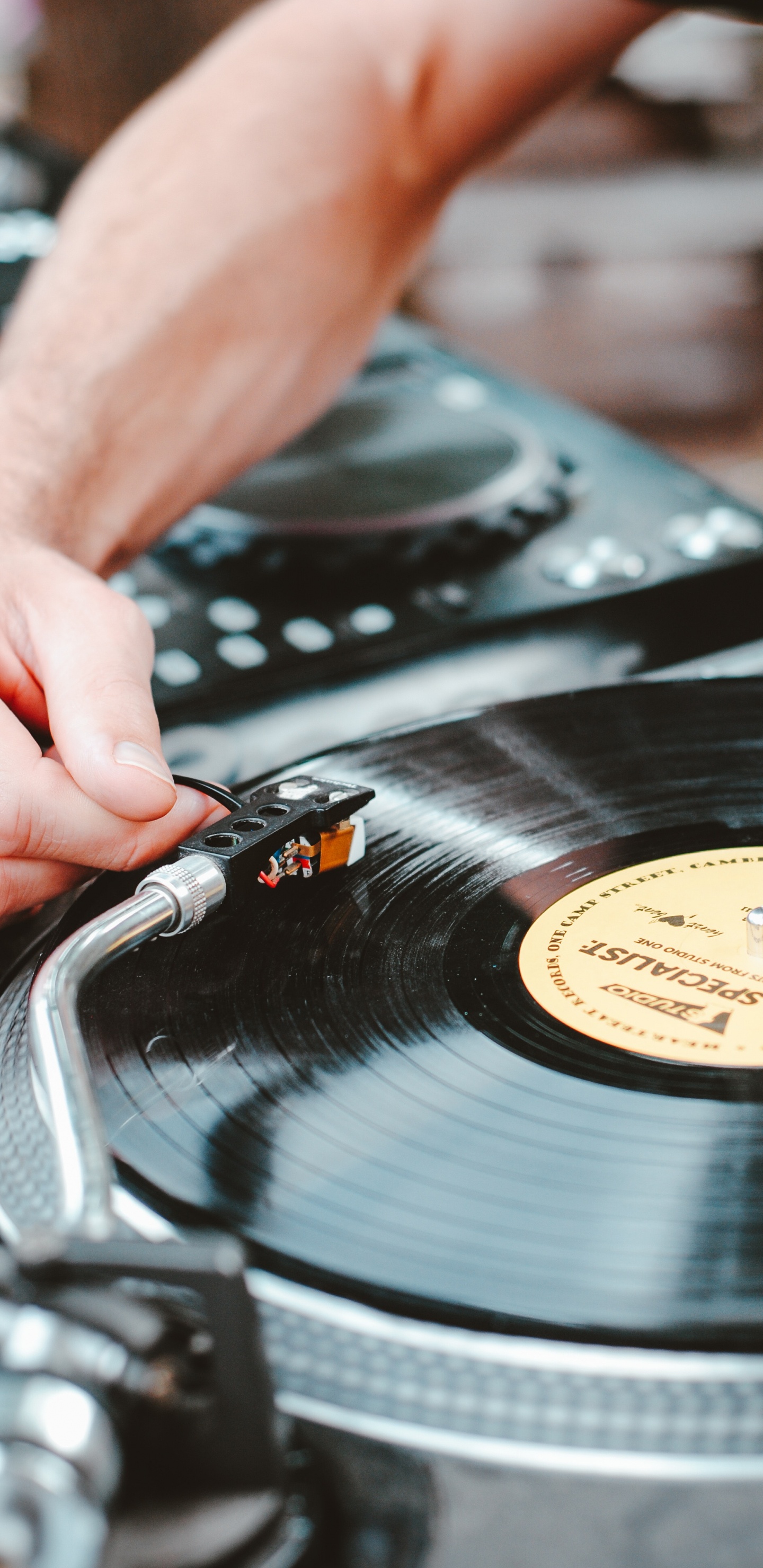 Обои граммофонная пластинка, фонограф, грампластинка, электроника, диск жокей в разрешении 1440x2960