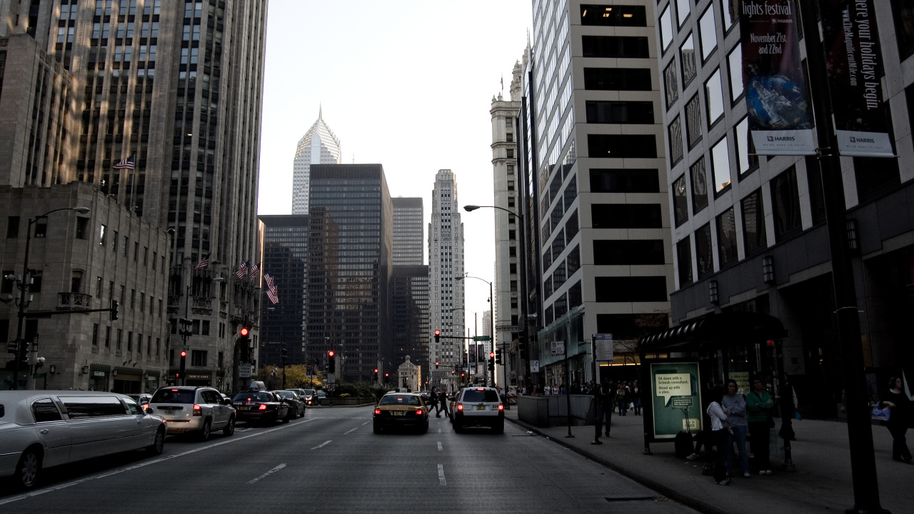 Обои Чикаго, небоскреб, здание, город, городской район в разрешении 1280x720