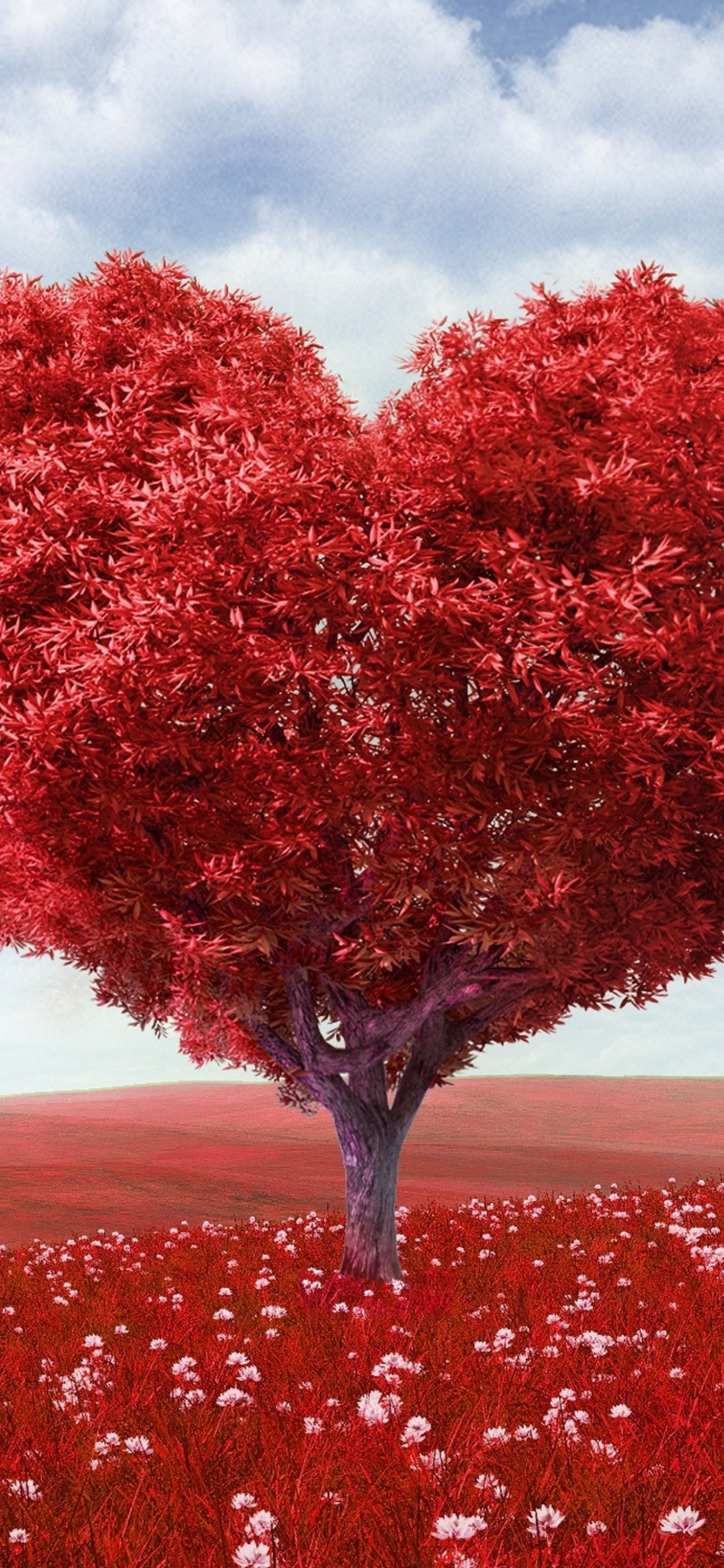 Обои роман, красный цвет, дерево, любовь, чувства в разрешении 1242x2688