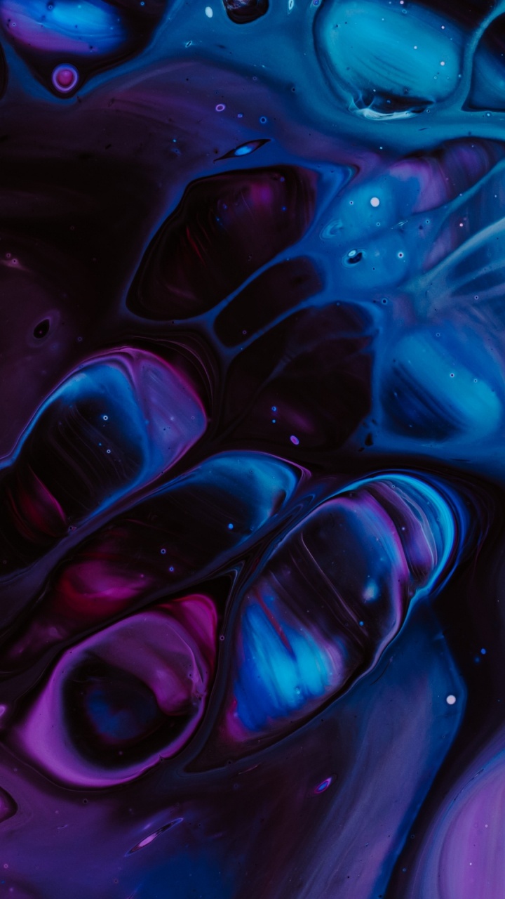 Обои жидкий, абстрактное искусство, жидкость, пурпур, синий в разрешении 720x1280