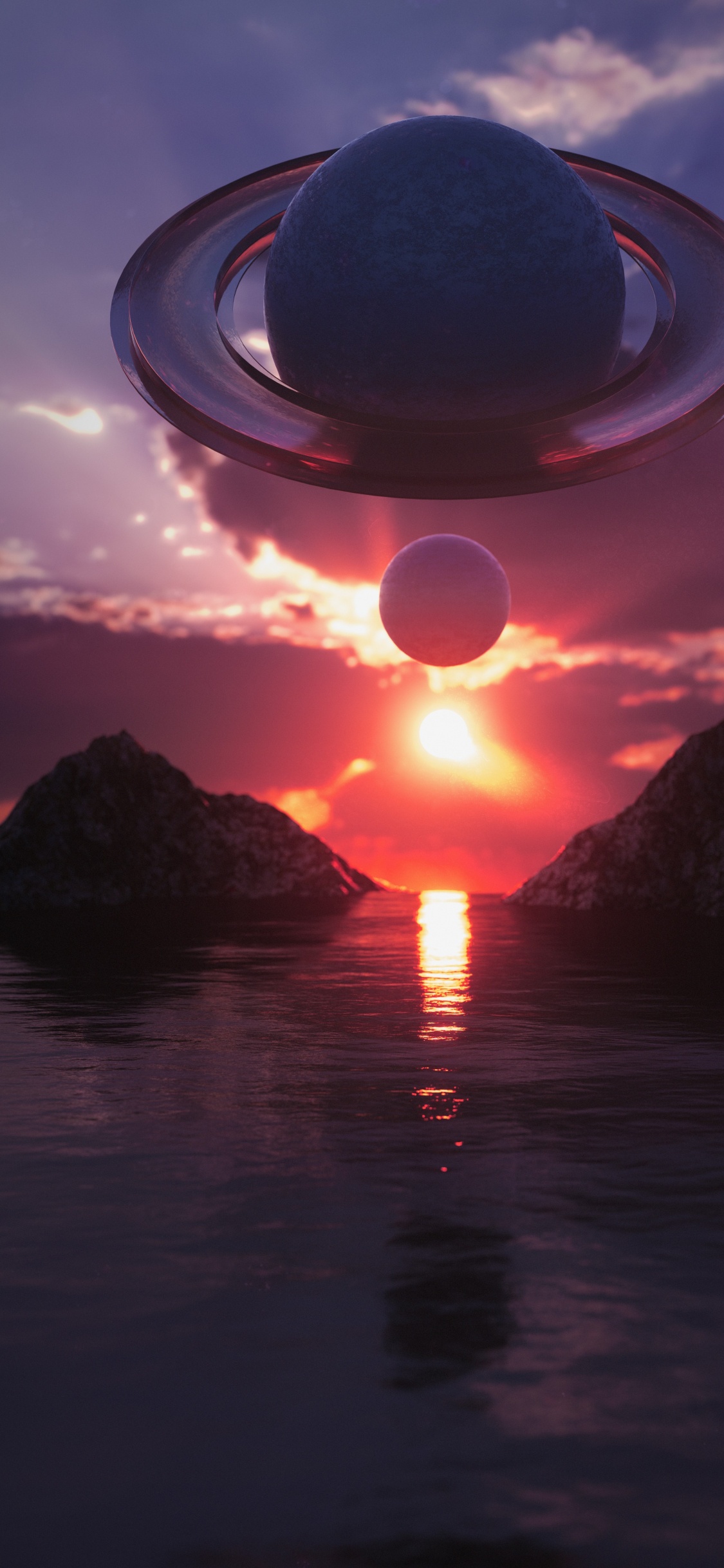 Обои послесвечение, вода, облако, атмосфера, гидроресурсы в разрешении 1125x2436