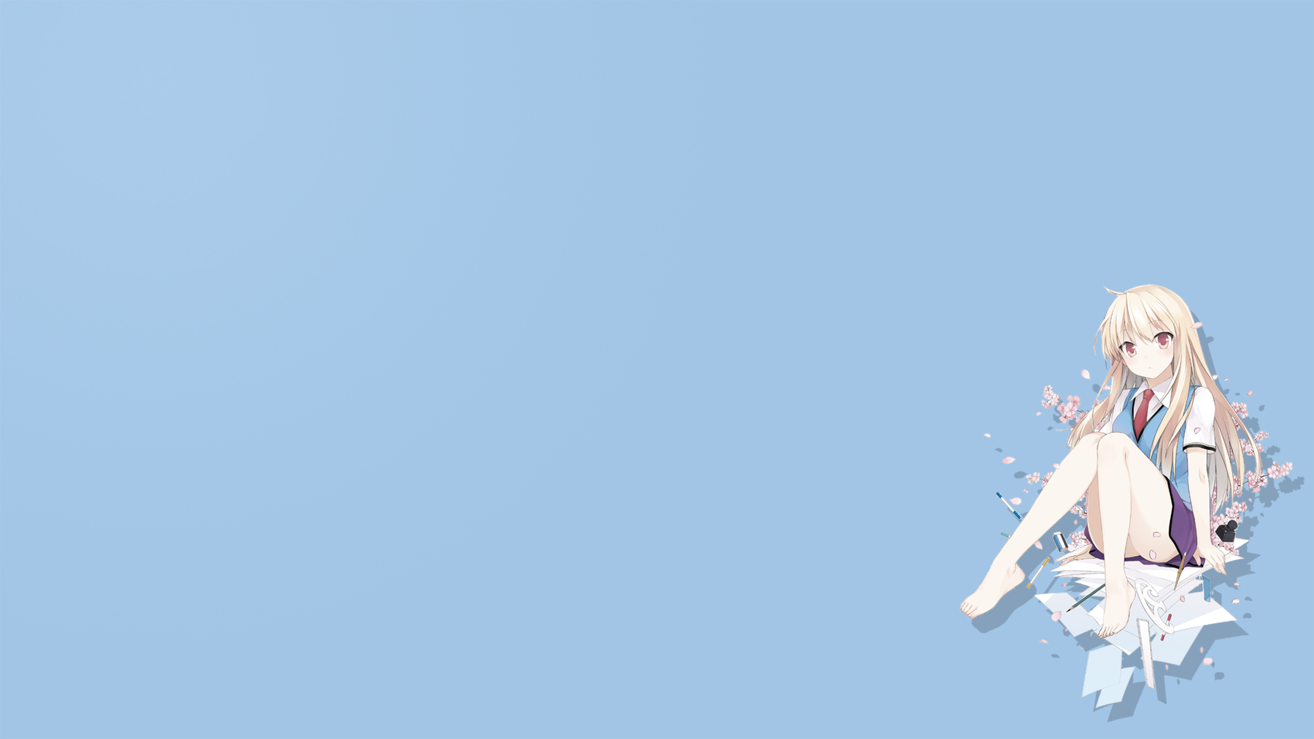 Обои аниме, синий, фикция, Девушка животное кто, книга в разрешении 2560x1440