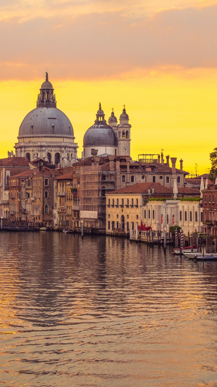 Обои Гранд-канал, мост Риальто, канал, водный путь, городок в разрешении 750x1334