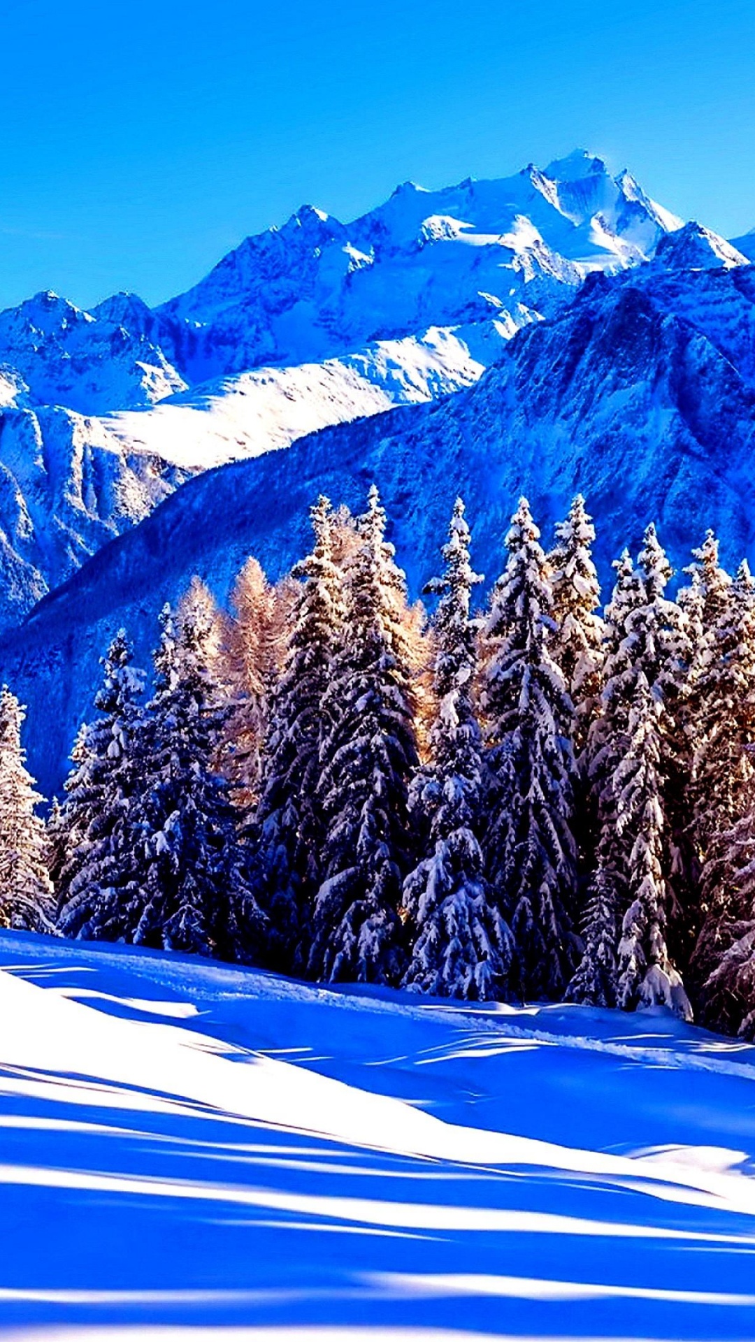 Обои зима, гора, снег, горный рельеф, горный хребет в разрешении 1080x1920