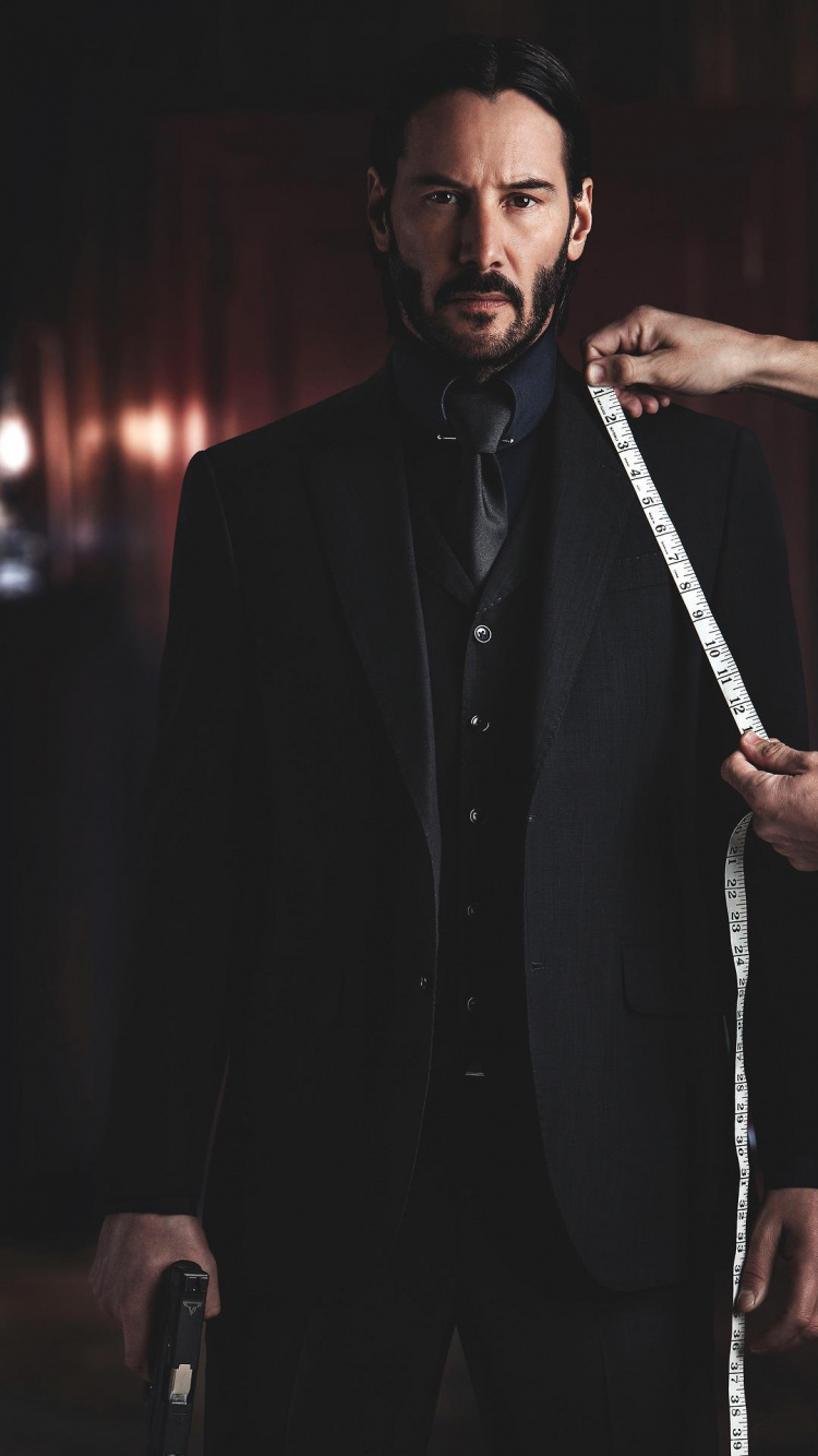 Обои костюм джон уик, Киану Ривз, Джон Фитиль, джон уик 2 постер, рукав в разрешении 750x1334