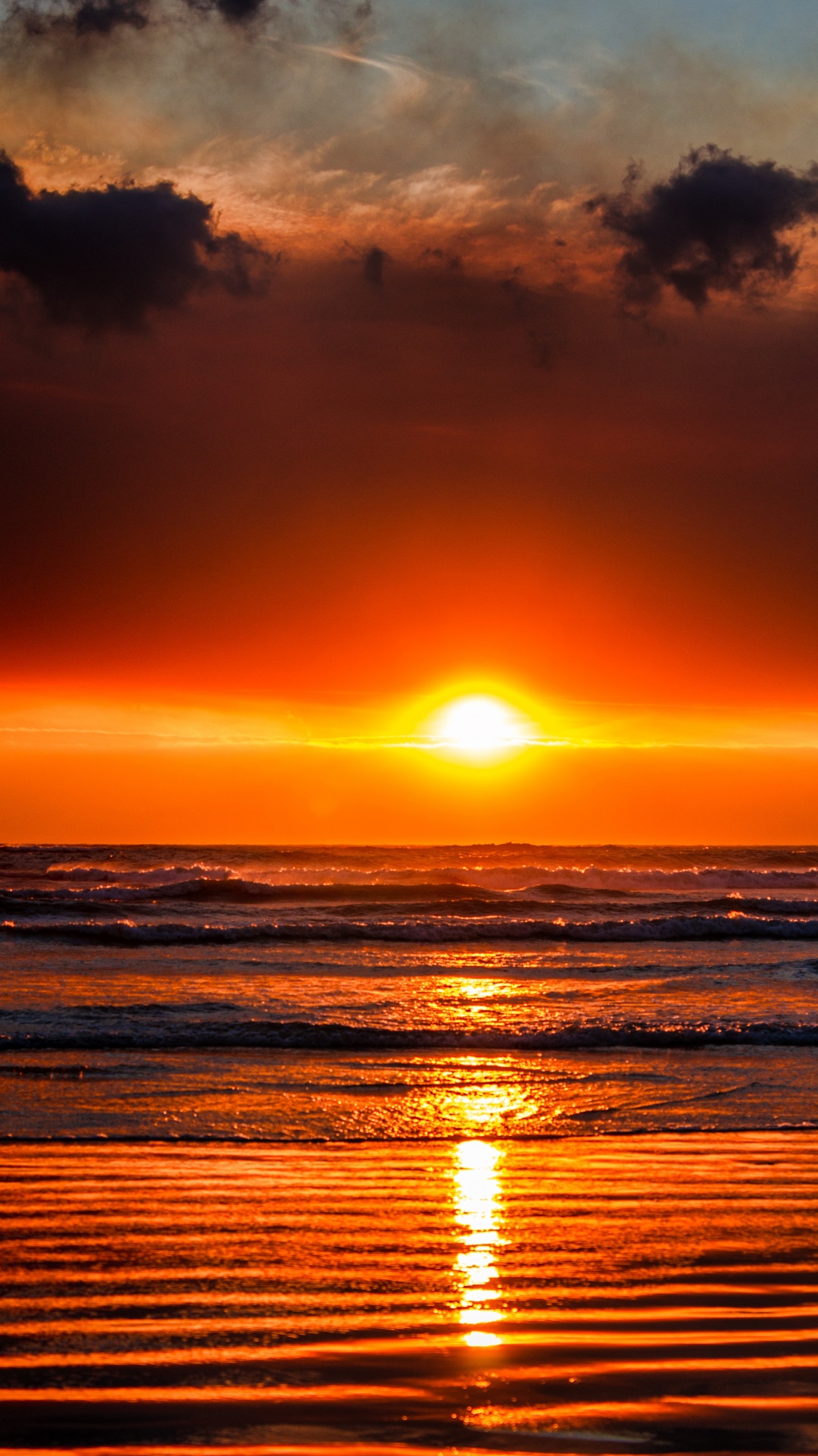 Обои закат, море, океан, горизонт, послесвечение в разрешении 1080x1920