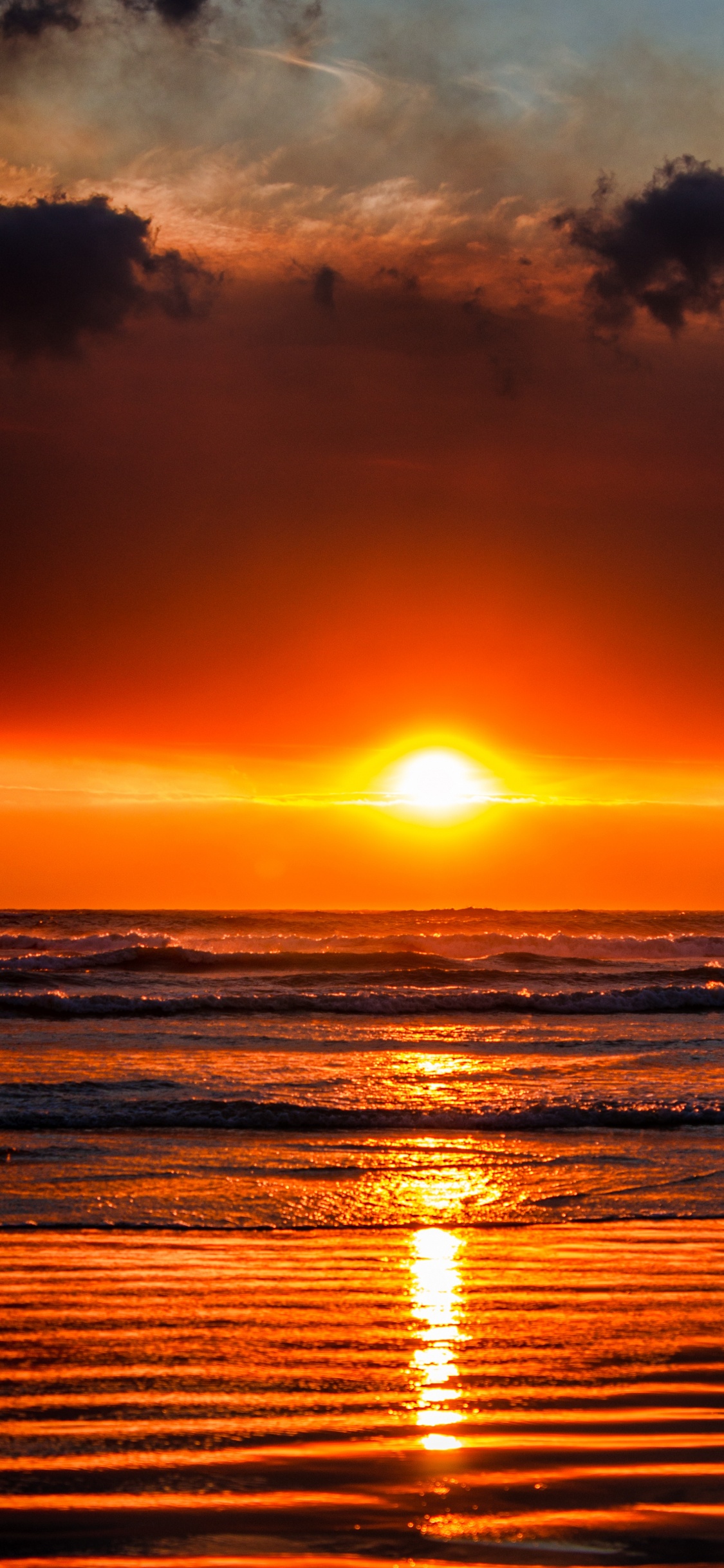 Обои закат, море, океан, горизонт, послесвечение в разрешении 1125x2436