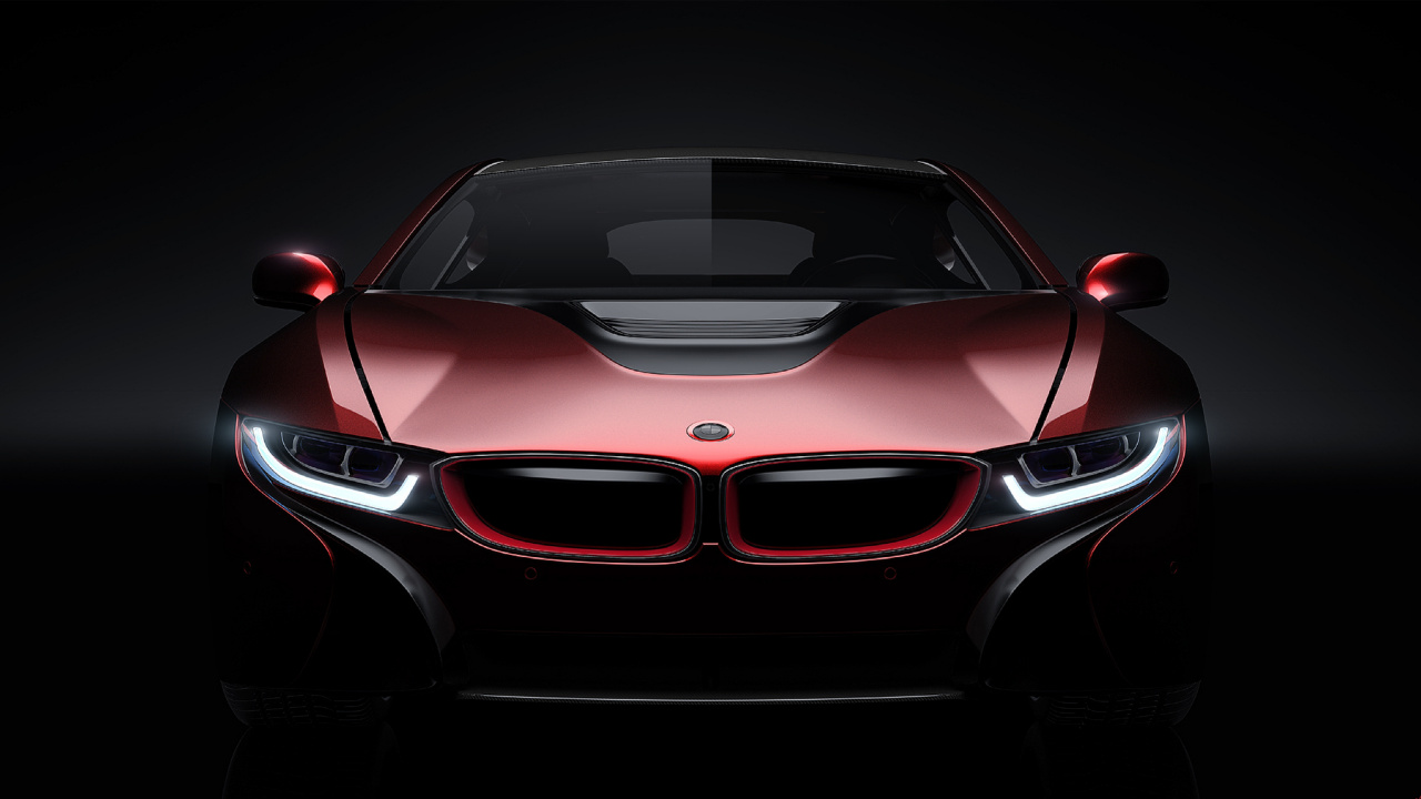 Обои авто, bmw, спорткар, красный цвет, автомобильное освещение в разрешении 1280x720