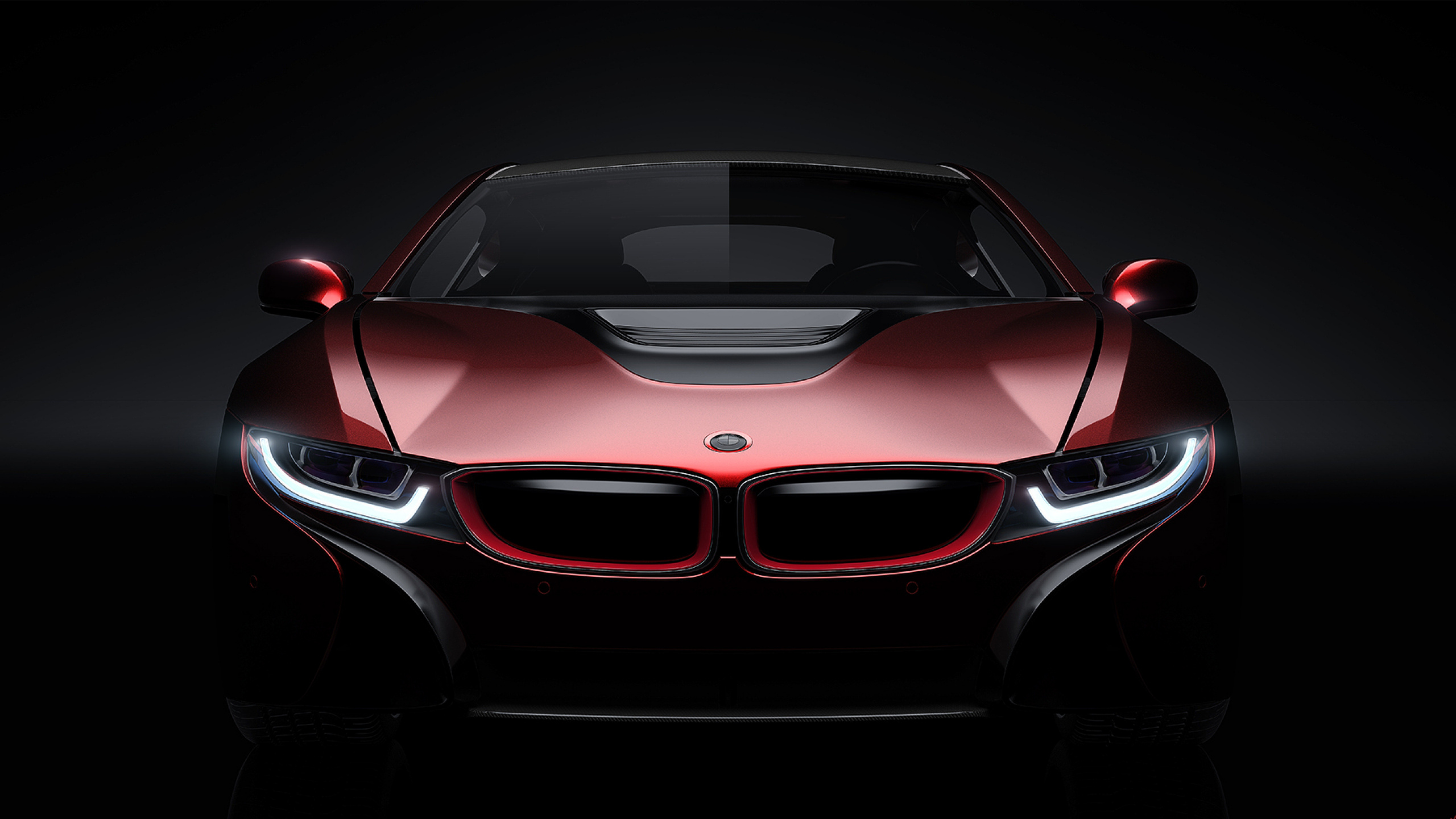 Обои авто, bmw, спорткар, красный цвет, автомобильное освещение в разрешении 2560x1440