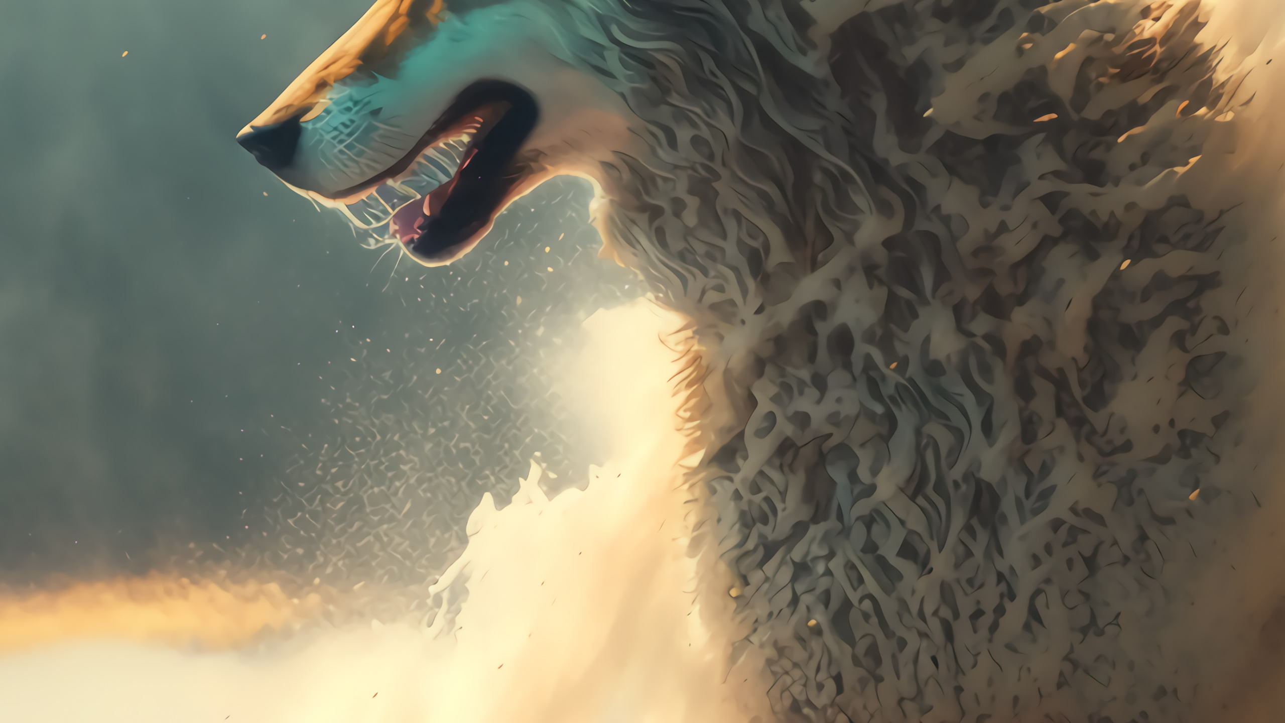 Обои волк обои, природа, пасть, бакенбарды, наземные животные в разрешении 2560x1440