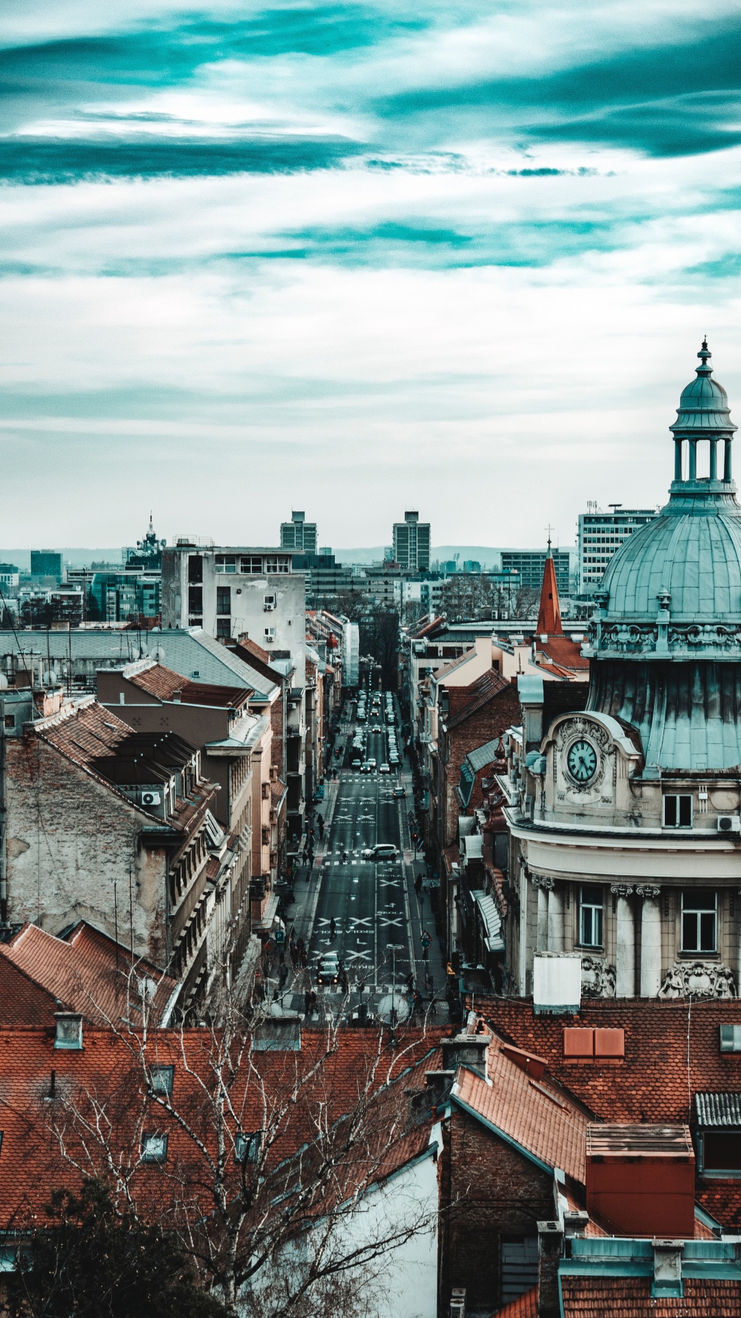 Обои архитектура, городской район, крыша, город, ориентир в разрешении 1080x1920