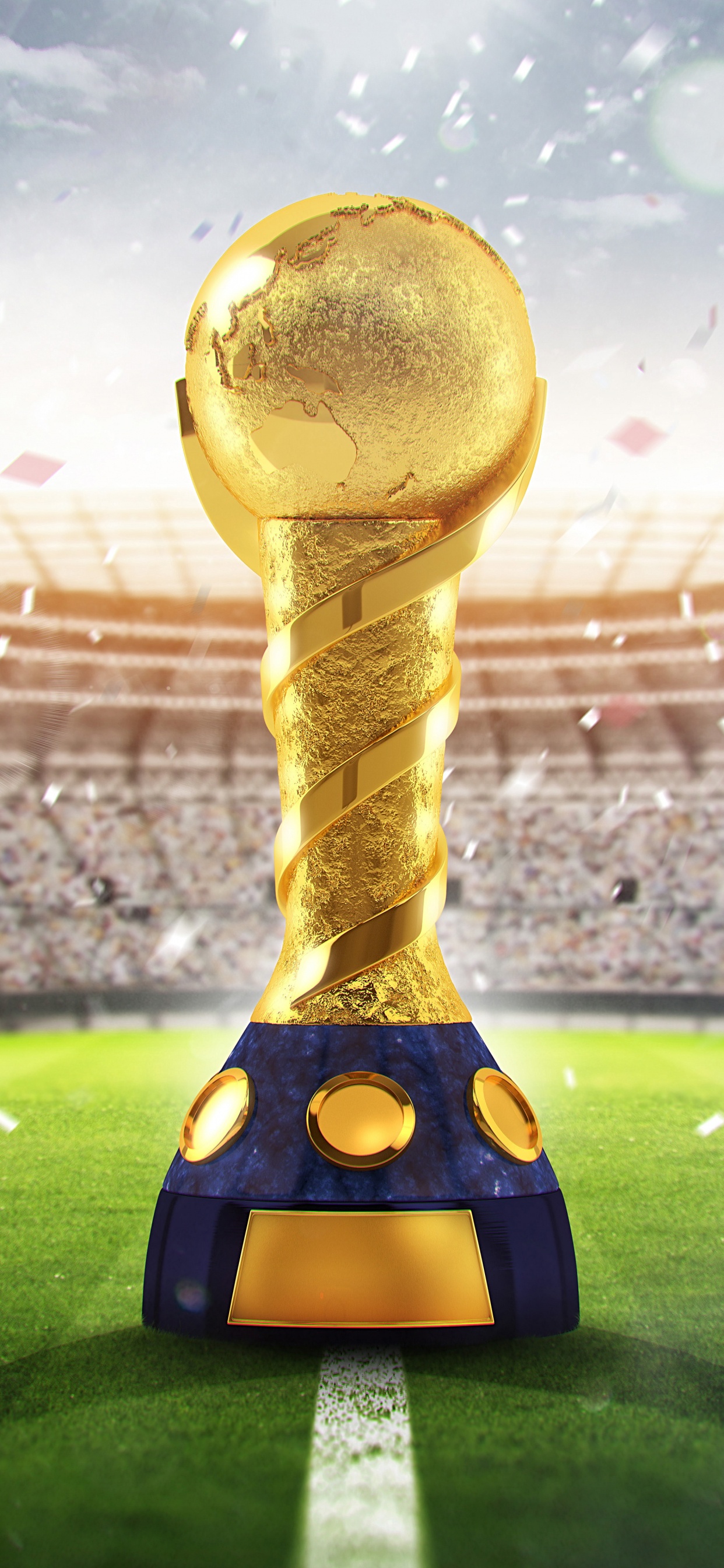 Обои ЧМ 2018, ФИФА, спортивные объекты, стадион, трофей в разрешении 1242x2688