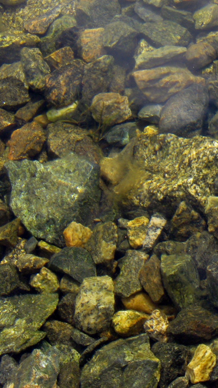 Обои рок, коренная порода, галька, материал, русло ручья в разрешении 720x1280