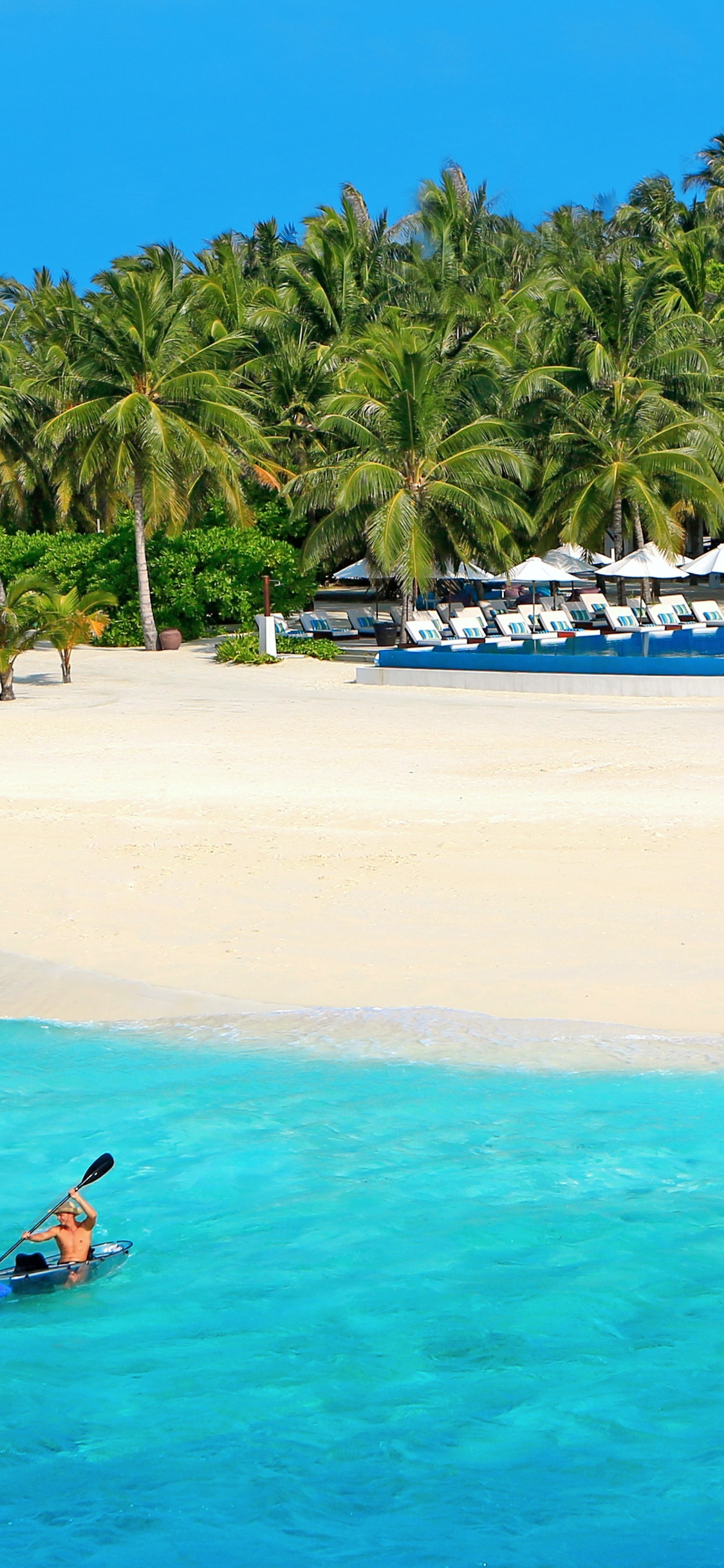 Обои Велассару Мальдивы, Тза, Ари Атолл, пляж, прибежище в разрешении 1125x2436