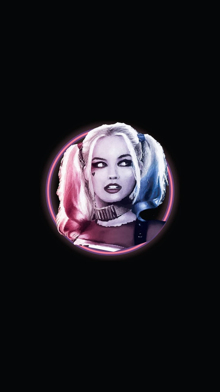 Обои комиксы dc, Харли Квин, темнота, голова, глаз в разрешении 720x1280