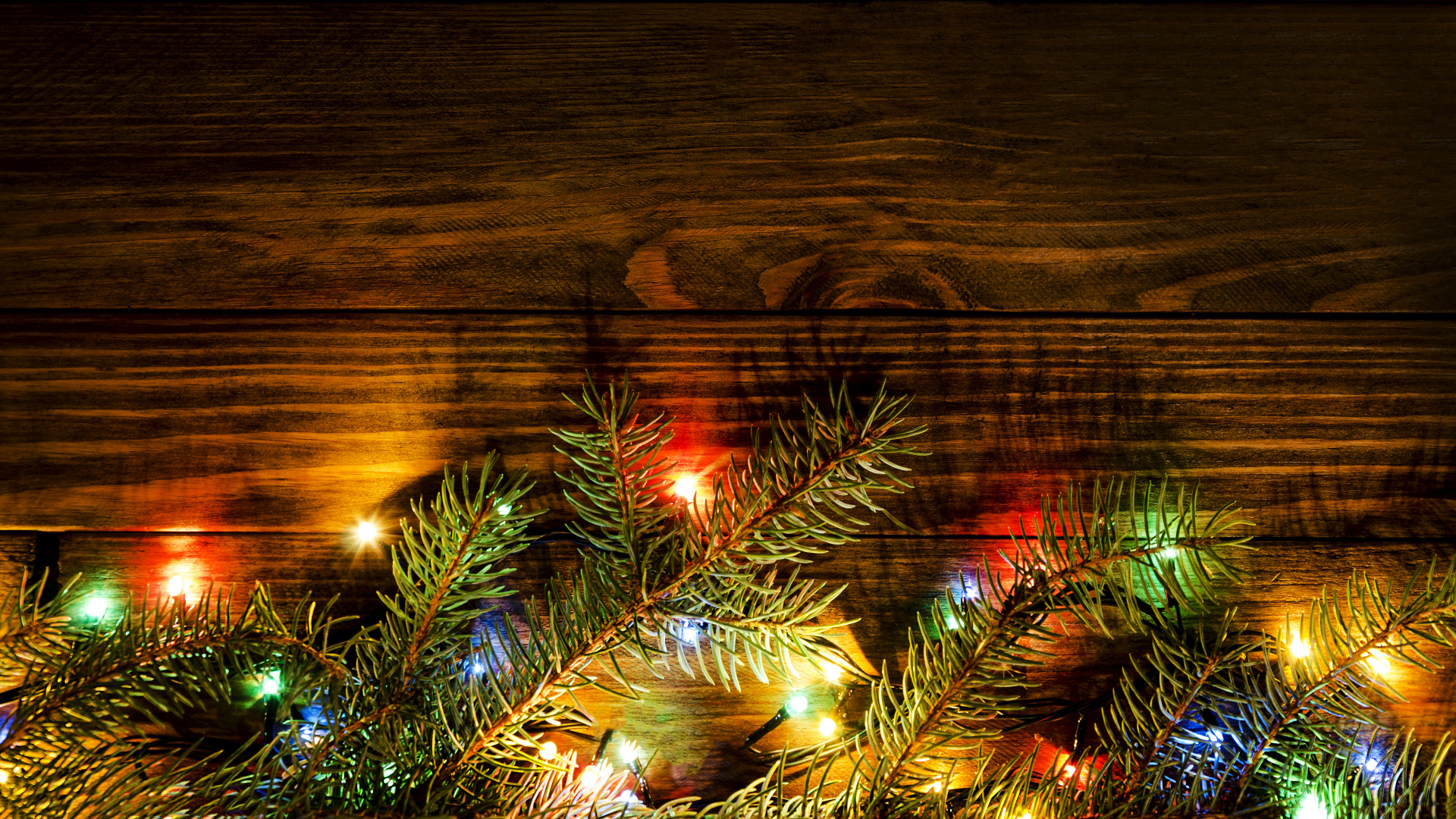 Обои Рождественский день, Рождественские огни, дерево, свет, освещение в разрешении 1920x1080