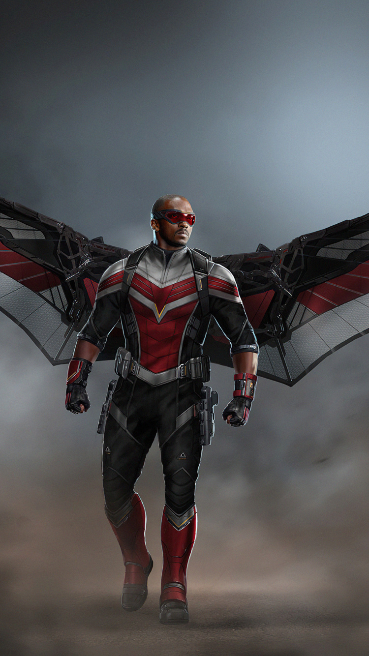 Обои Сокол, Энтони Маки, Сэм Уилсон, сокол и зимний солдат, Капитан Америка в разрешении 750x1334