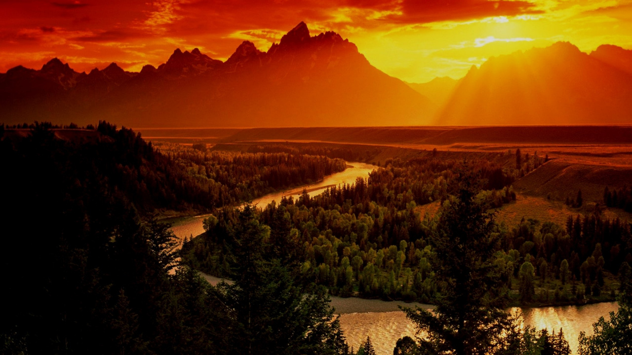 Обои природа, восход солнца, послесвечение, утро, национальный парк в разрешении 1280x720