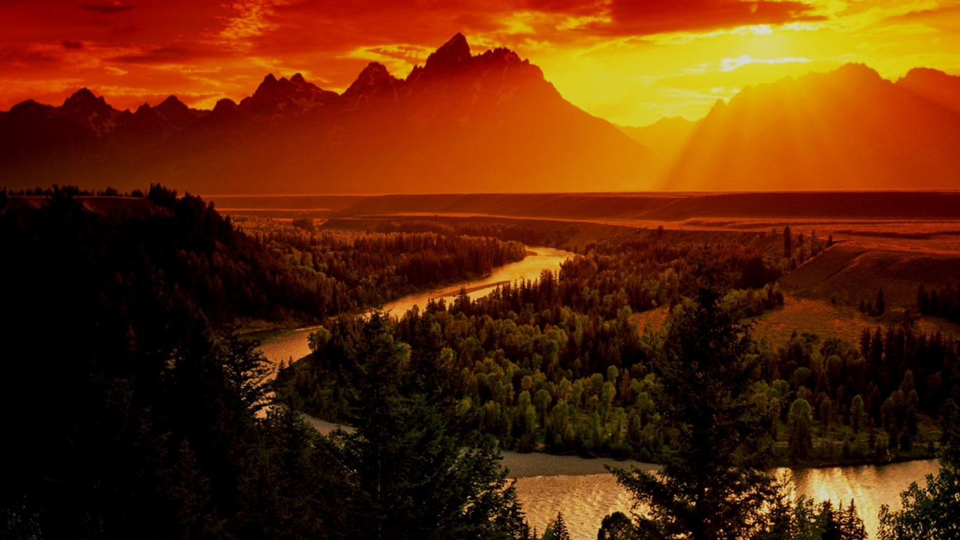 Обои природа, восход солнца, послесвечение, утро, национальный парк в разрешении 1366x768