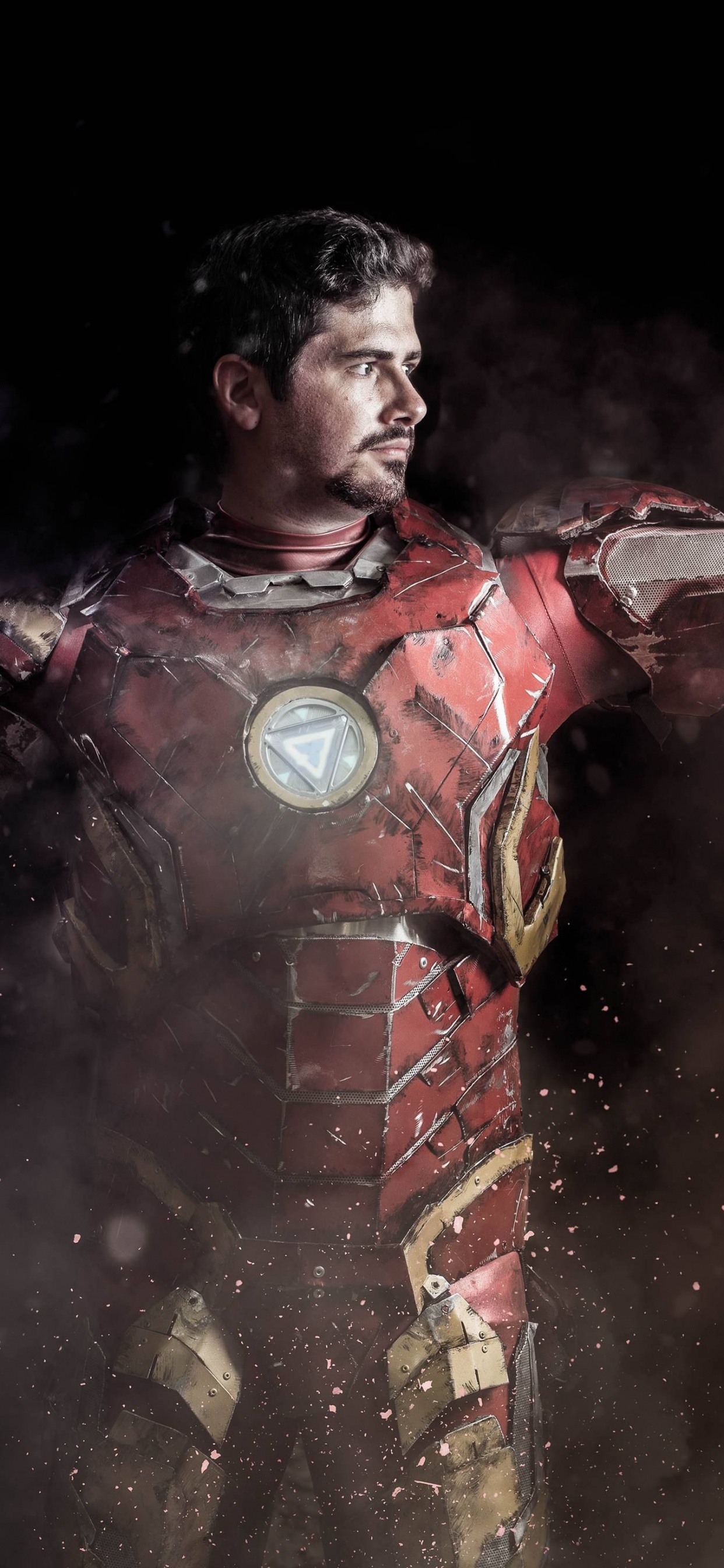 Обои супергерой, Железный человек, Капитан Америка, Мстители: Война бесконечности, космос в разрешении 1242x2688