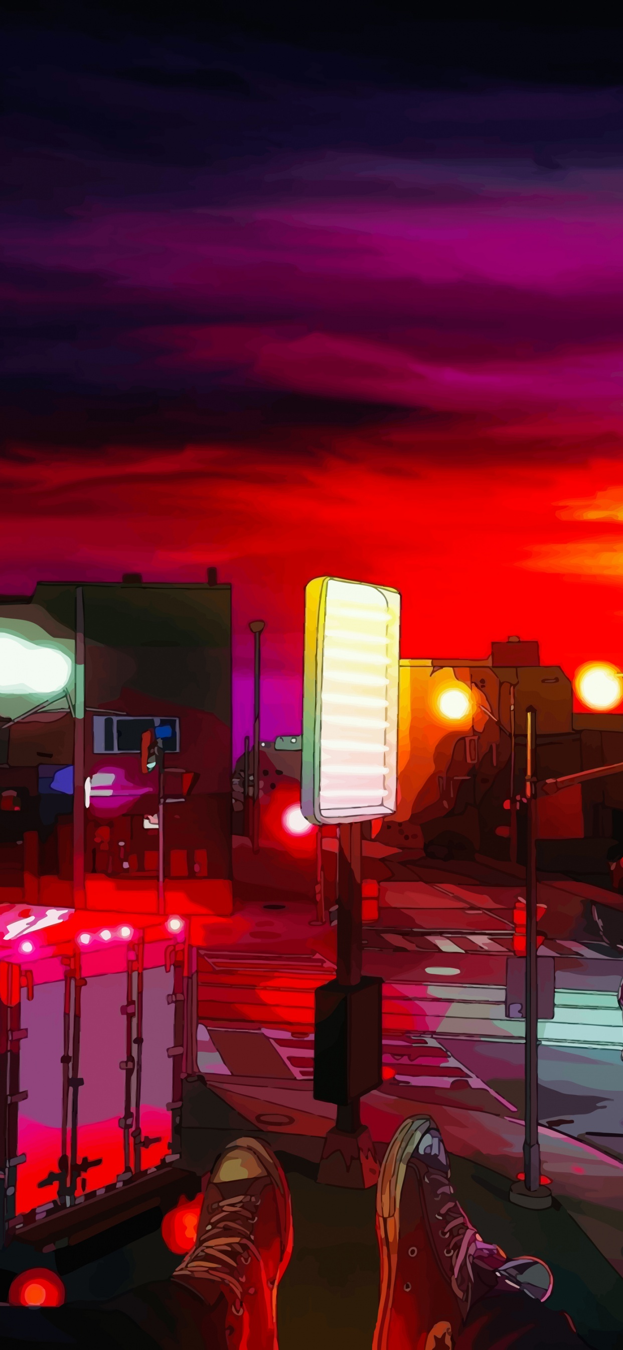 Обои soundcloud, Киберпанк, арт, цветной, аниме в разрешении 1242x2688