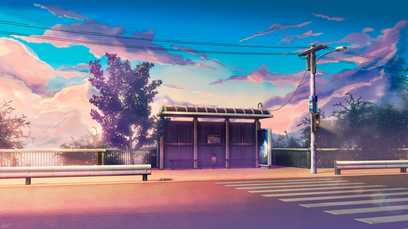 Обои автобус, облако, атмосфера, пурпур, сумрак в разрешении 1366x768