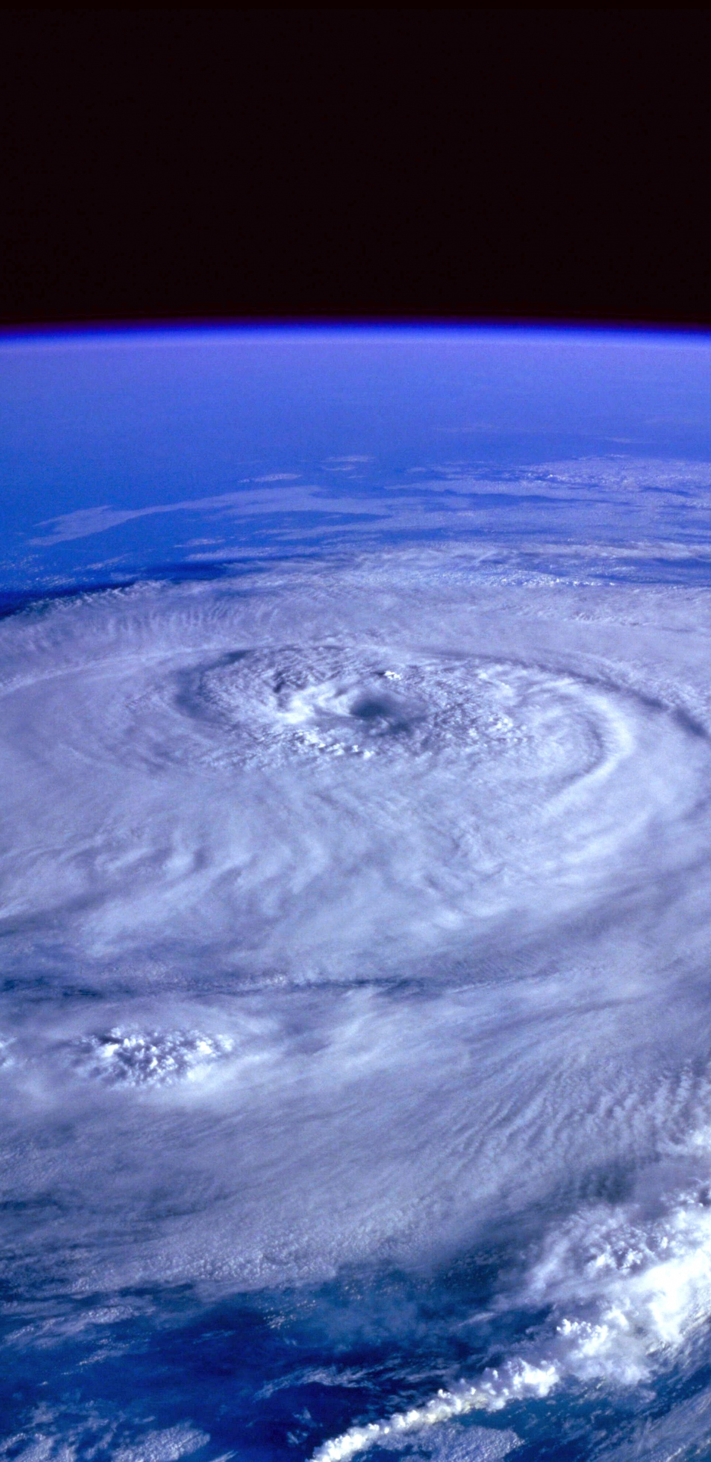 Обои тропический циклон, буря, атмосфера, циклон, космическое пространство в разрешении 1440x2960