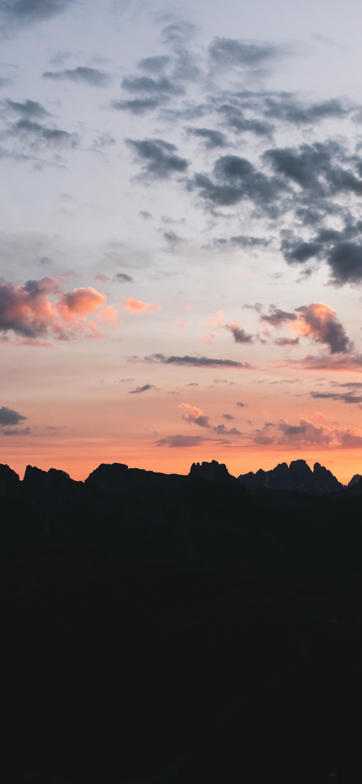 Обои закат, облако, горизонт, послесвечение, сумрак в разрешении 1242x2688