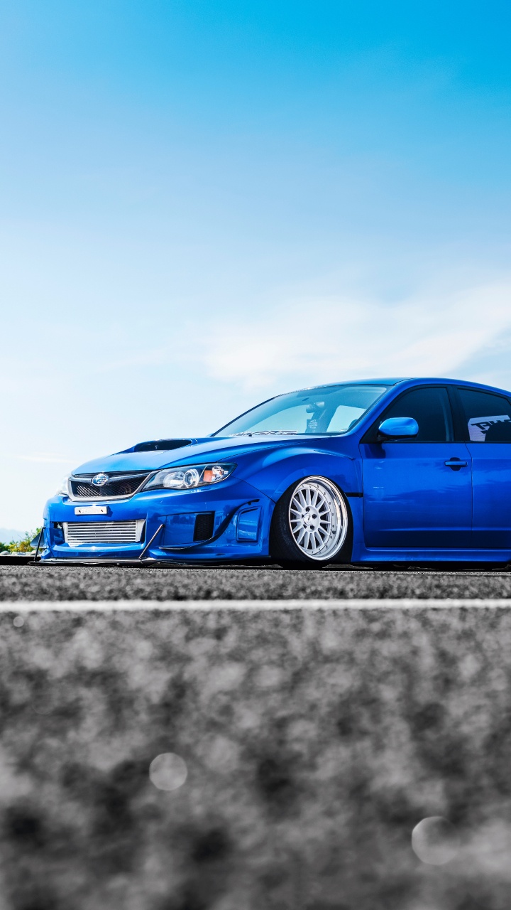 Обои subaru, авто, Субару WRX, синий, катание в разрешении 720x1280