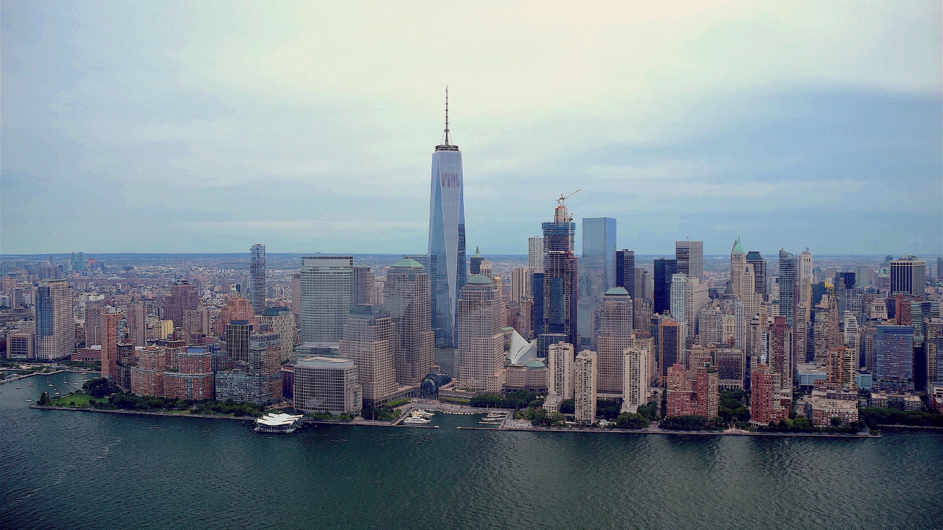 Обои Эмпайр Стейт Билдинг, линия горизонта, небоскреб, город, городской пейзаж в разрешении 1366x768