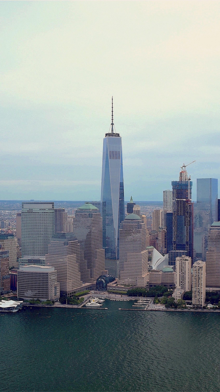 Обои Эмпайр Стейт Билдинг, линия горизонта, небоскреб, город, городской пейзаж в разрешении 750x1334