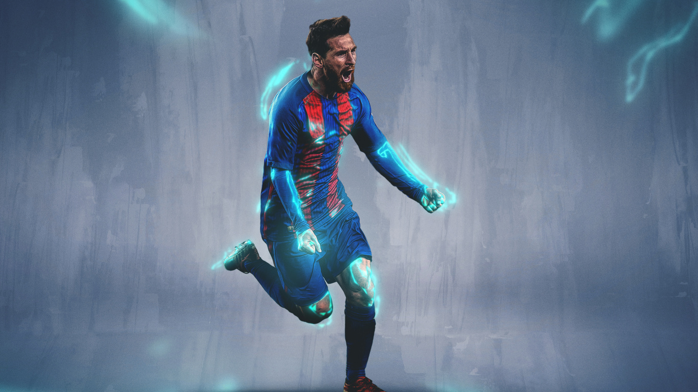 Обои Лионель Месси, ФК Барселона, супергерой, мир, Представление в разрешении 1366x768