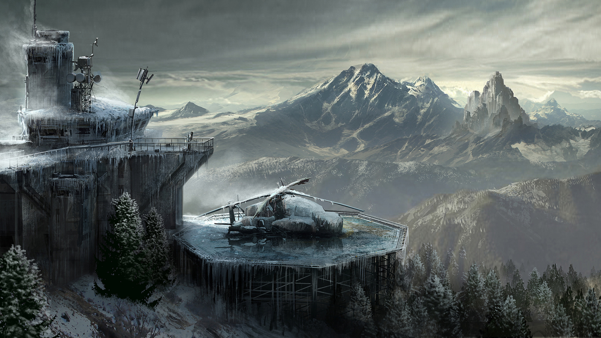 Обои рейдовик, горный хребет, вода, компьютер, замораживание в разрешении 1920x1080