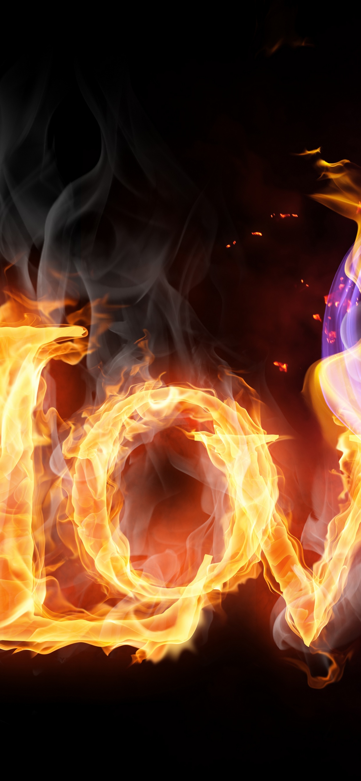 Обои пламя, огонь, тепло, свет, текст в разрешении 1242x2688