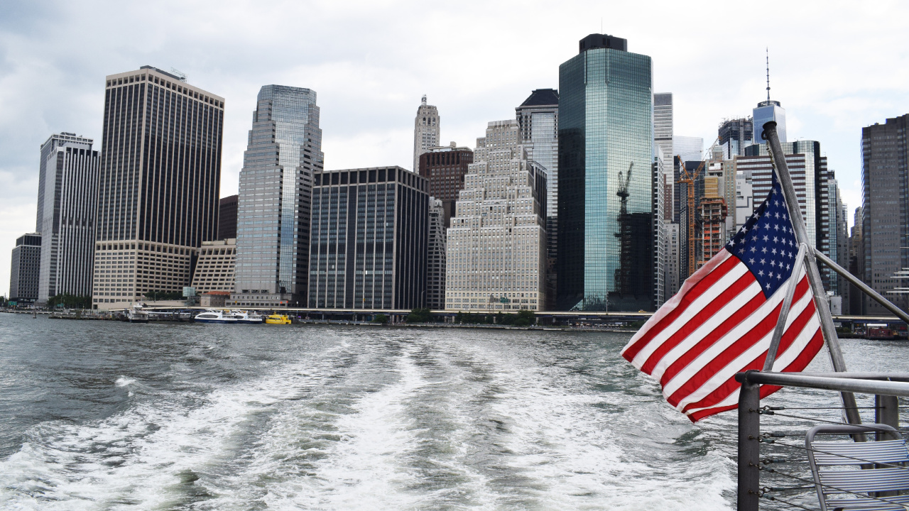 Обои Нью-Йорк, город, линия горизонта, небоскреб, городской район в разрешении 1280x720