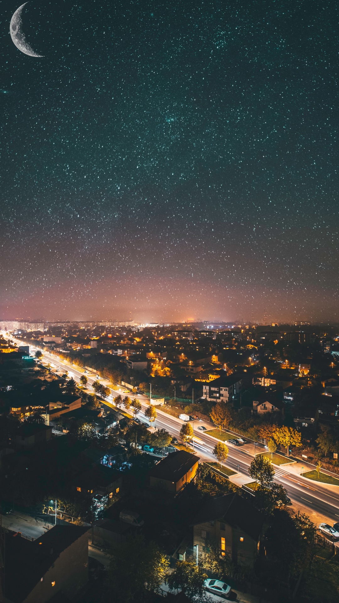 Обои ночь, городской пейзаж, город, городской район, населенный пункт в разрешении 1080x1920