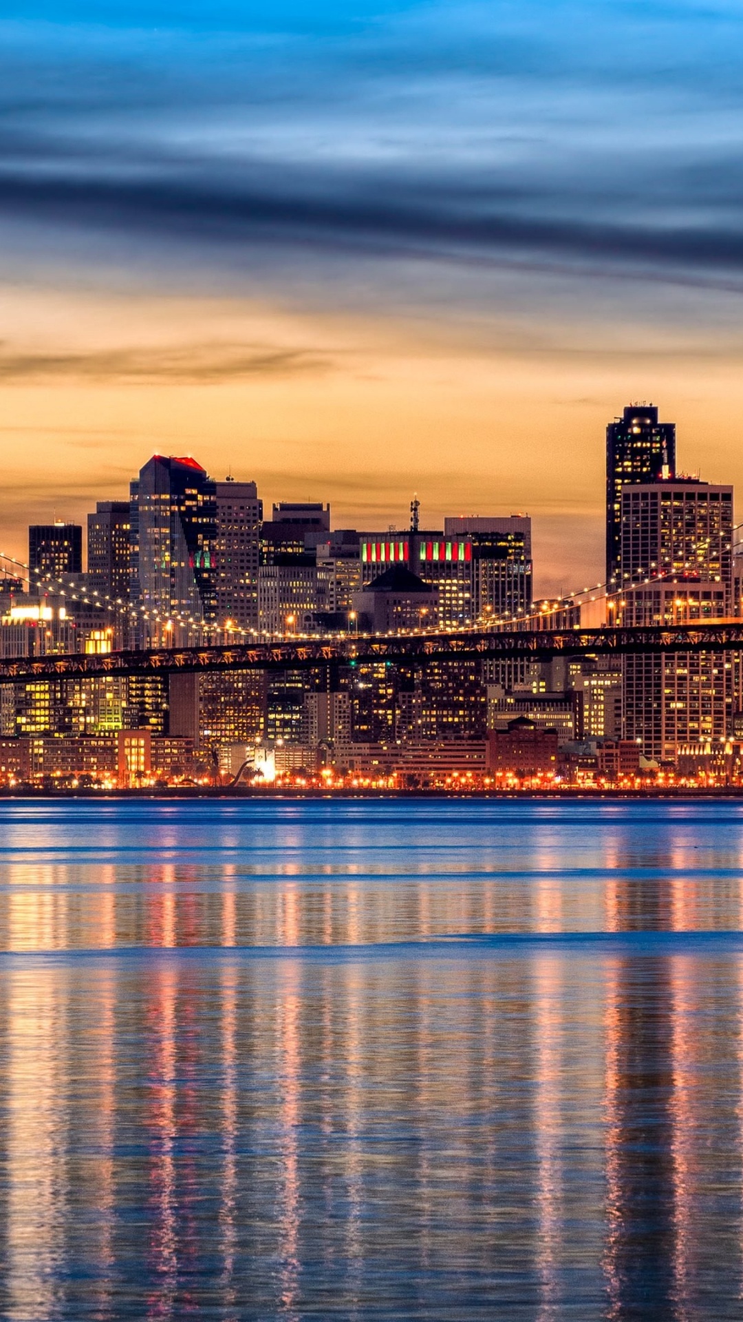 Обои Сан Франциско, городской пейзаж, город, линия горизонта, отражение в разрешении 1080x1920