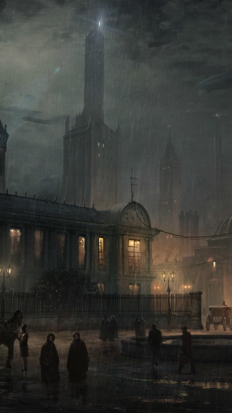 Обои художник, видеоигра, произведение искусства, артист, городской пейзаж в разрешении 750x1334