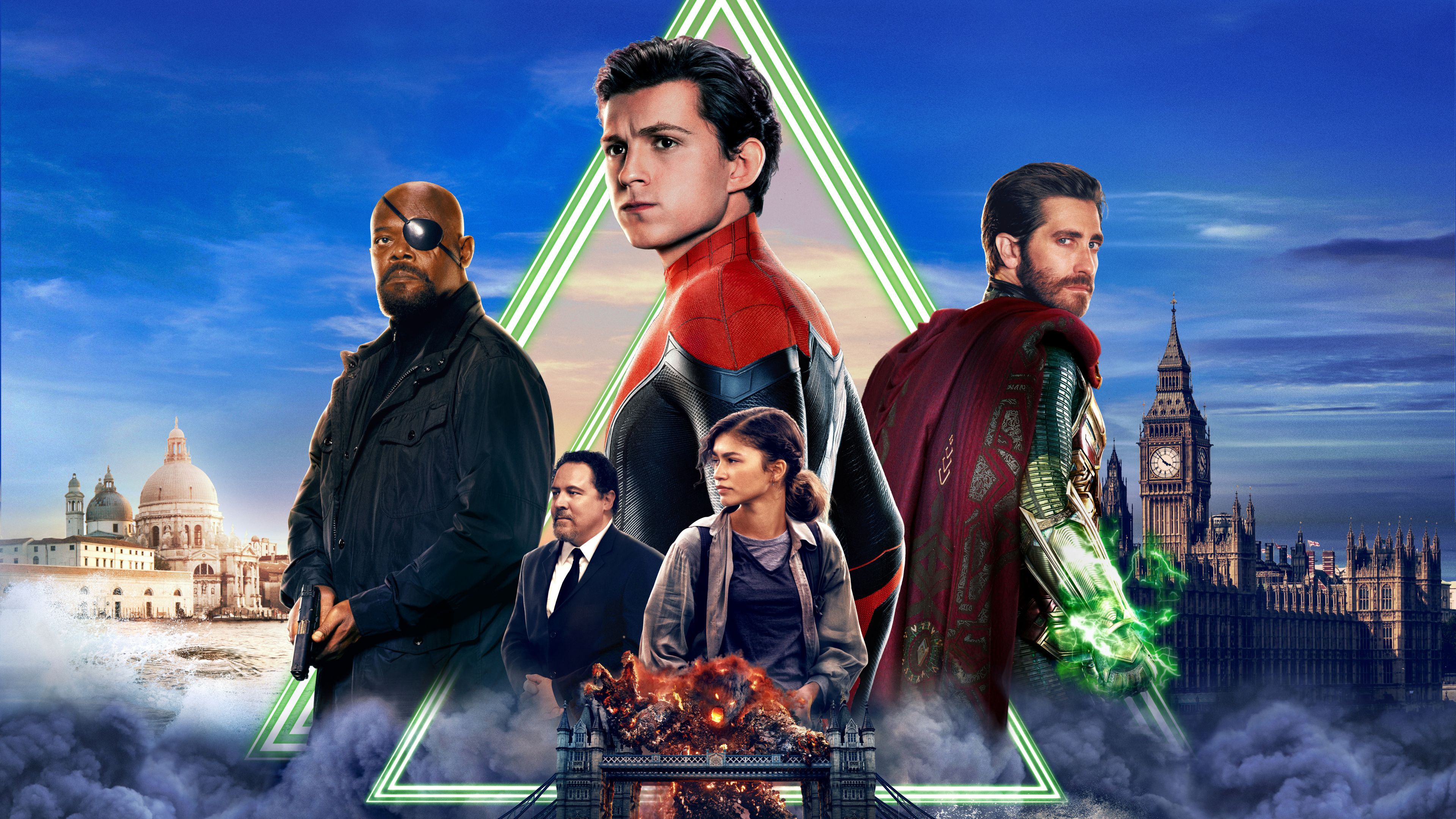 Обои Человек-Паук Далеко От Дома, Том Холланд, Джейк Джилленхол, Человек-паук Возвращение домой, человек-паук в разрешении 3840x2160