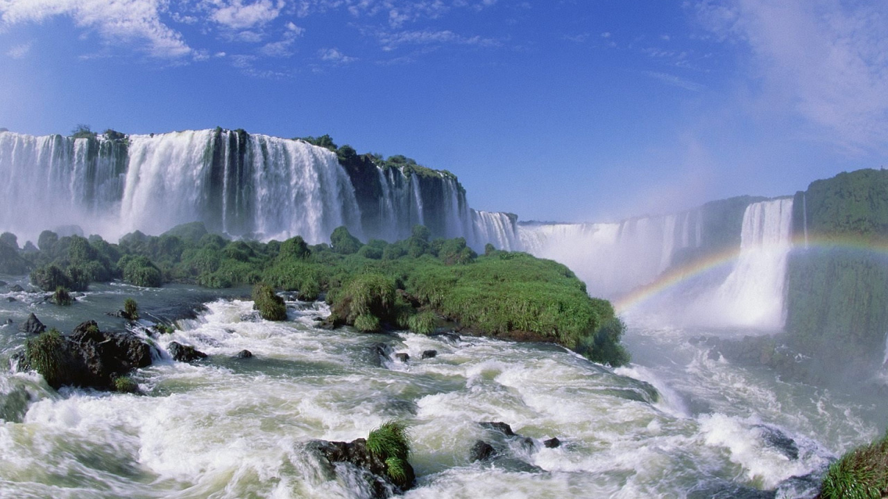 Обои Водопады Игуасу, водопад, достопримечательность, гидроресурсы, водоем в разрешении 1280x720