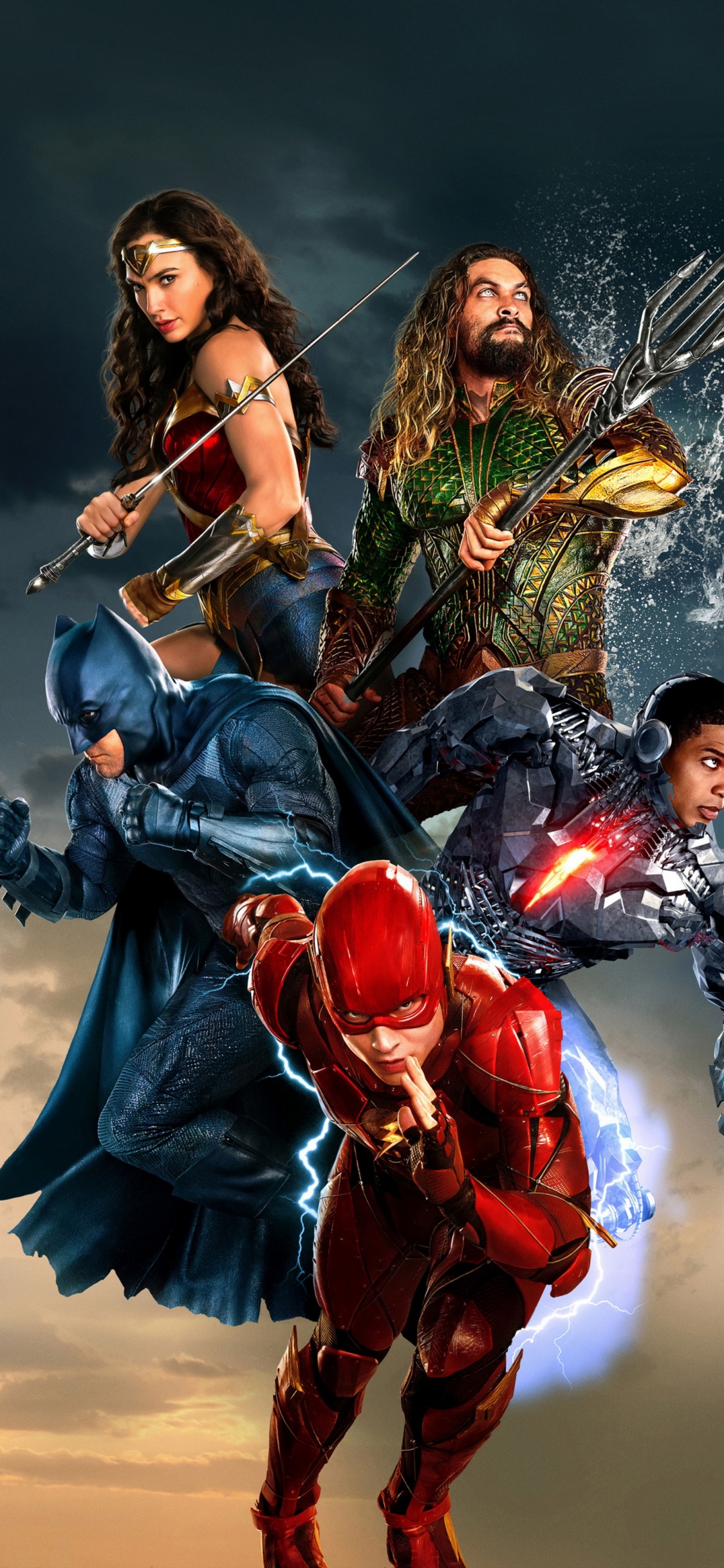 Обои постер фильма Лига Справедливости, Лига справедливости, Бэтмен против Супермена на заре справедливости, чудоженщина, Супермен в разрешении 1125x2436