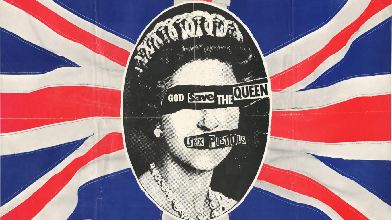 Обои панк-рок, флаг Соединенных Штатов, флаг, фреска, Малькольм Макларен в разрешении 1366x768