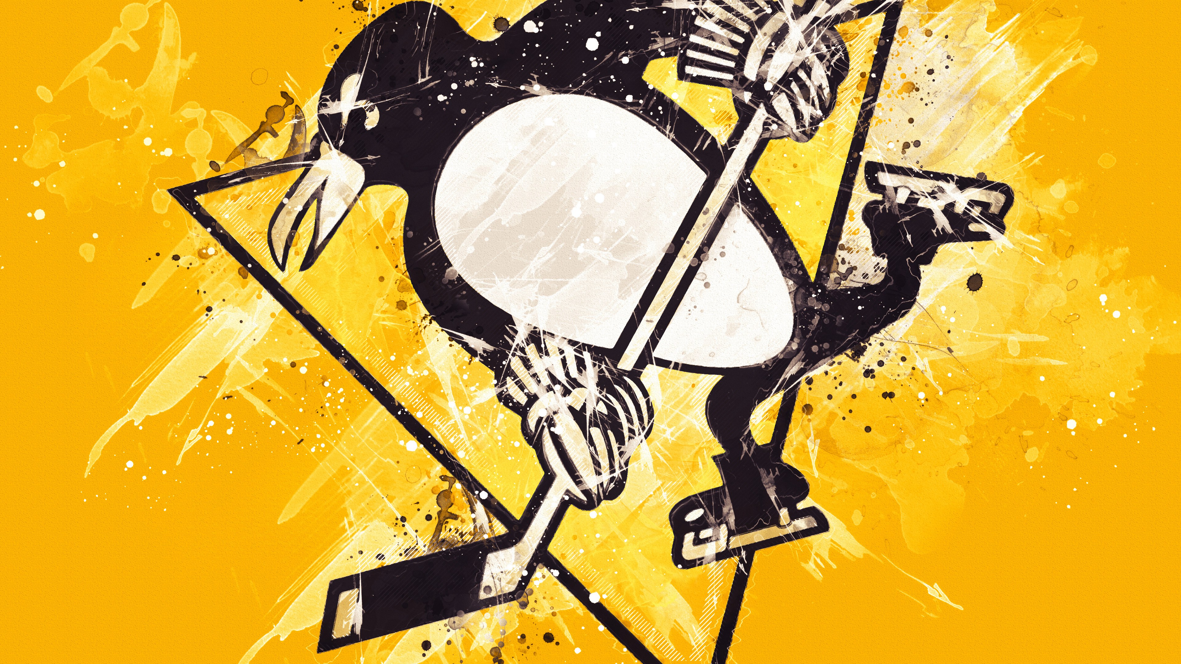 Обои Питтсбургские пингвины, национальная хоккейная лига, Питсбург, хоккей на льду, желтый в разрешении 3840x2160