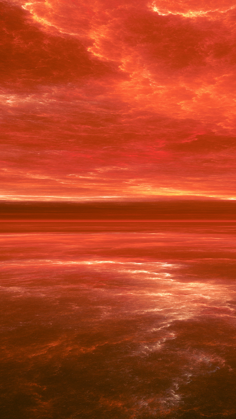 Обои послесвечение, красный цвет, горизонт, природа, Апельсин в разрешении 750x1334