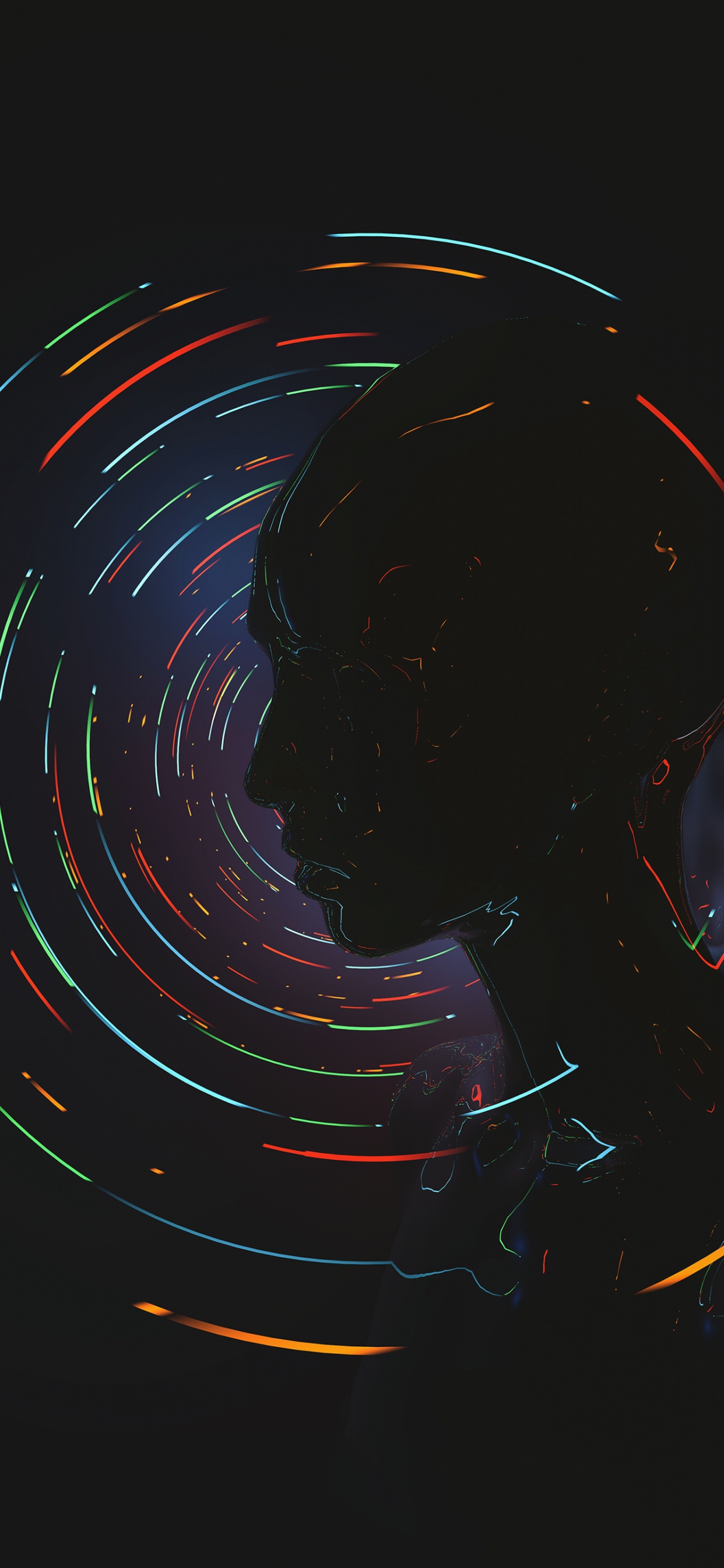 Обои темнота, графический дизайн, дизайн, круг, графика в разрешении 1242x2688