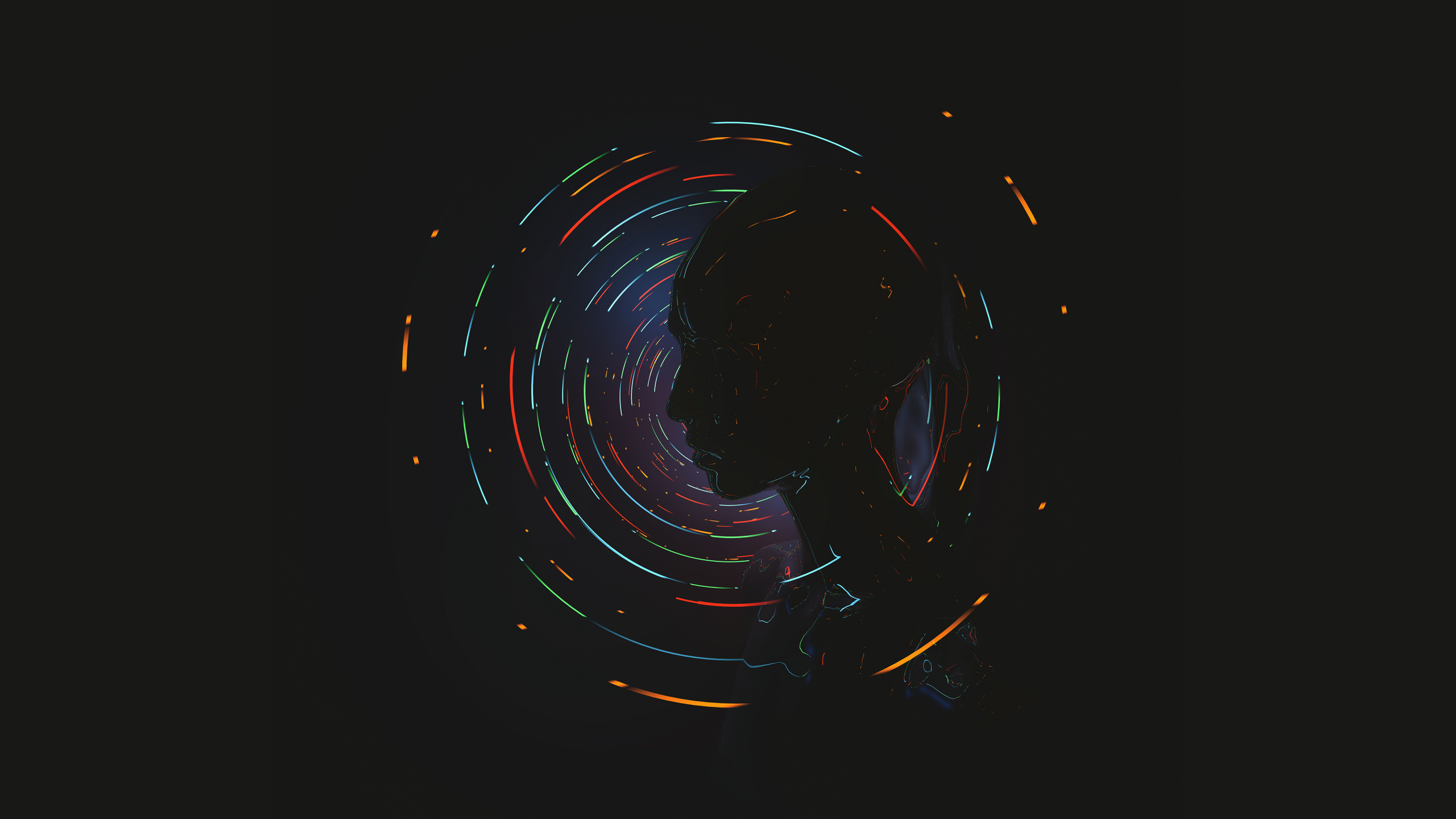 Обои темнота, графический дизайн, дизайн, круг, графика в разрешении 2560x1440