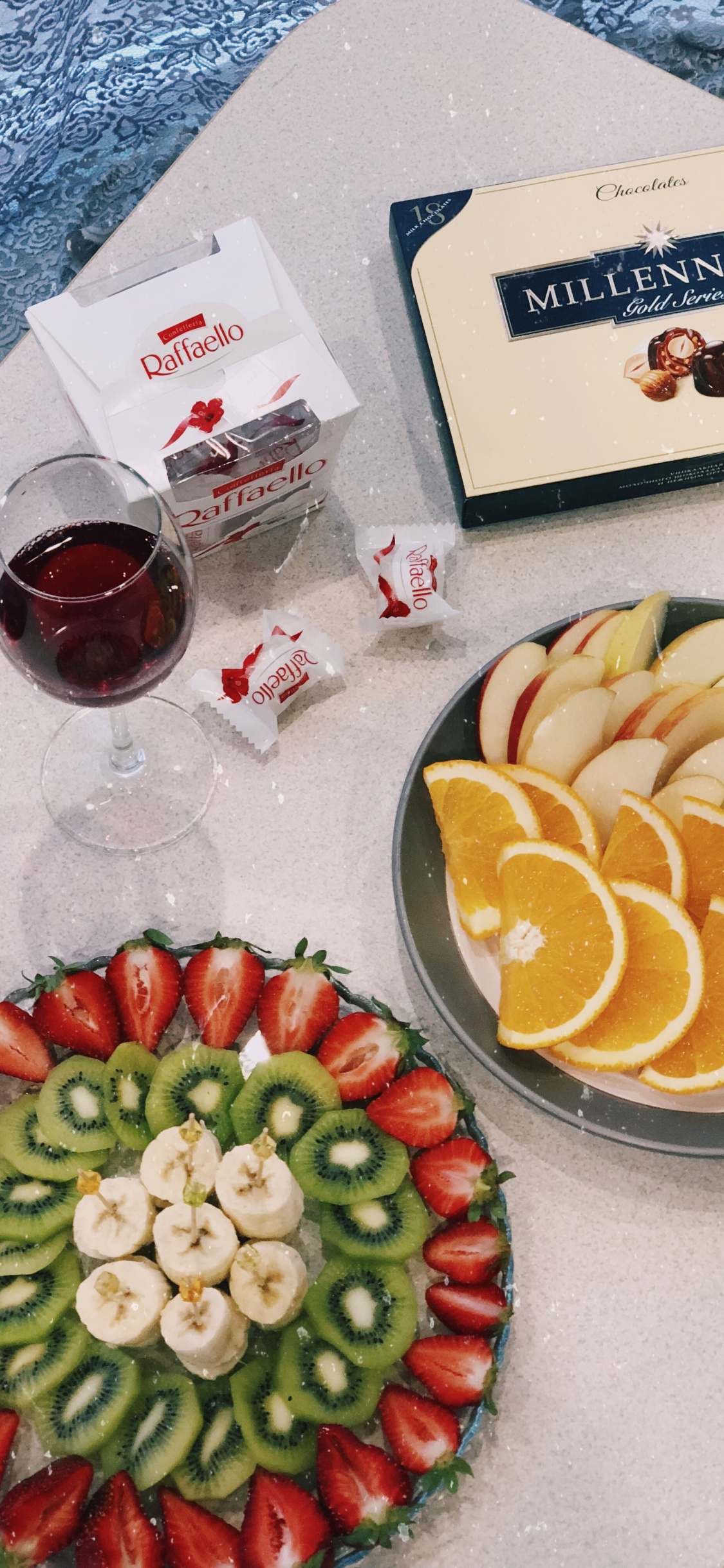 Обои блюда, вегетарианская кухня, поздний завтрак, фрукты, мандариновый в разрешении 1125x2436