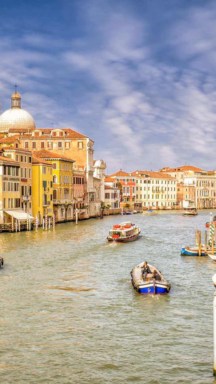 Обои Гранд-канал, гондола, водоем, водный путь, канал в разрешении 750x1334